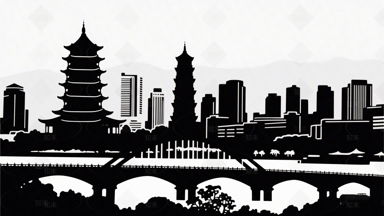 现代城市剪影贴图下载【ID:1192768933】