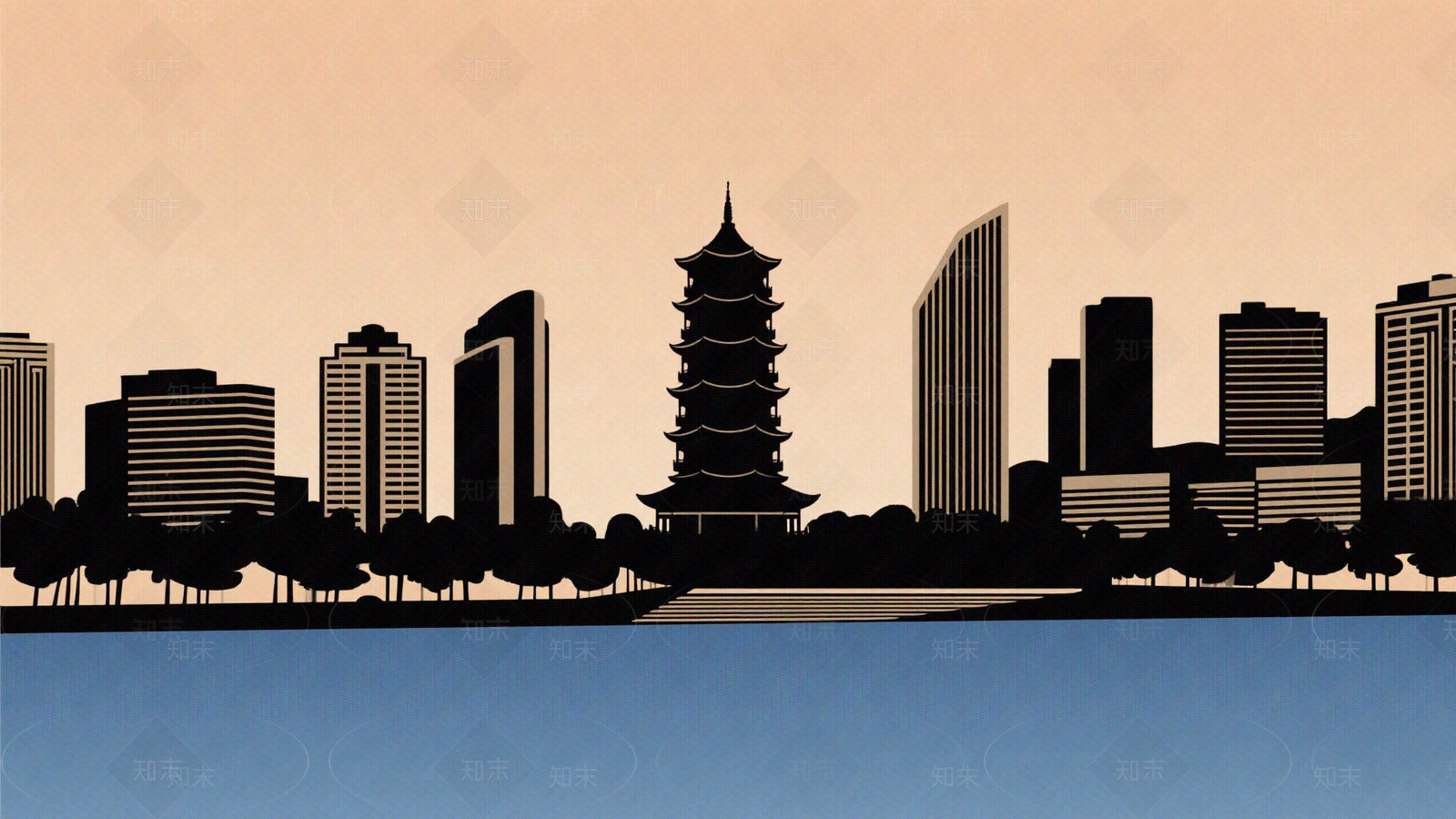 现代城市剪影贴图下载【ID:1192768937】