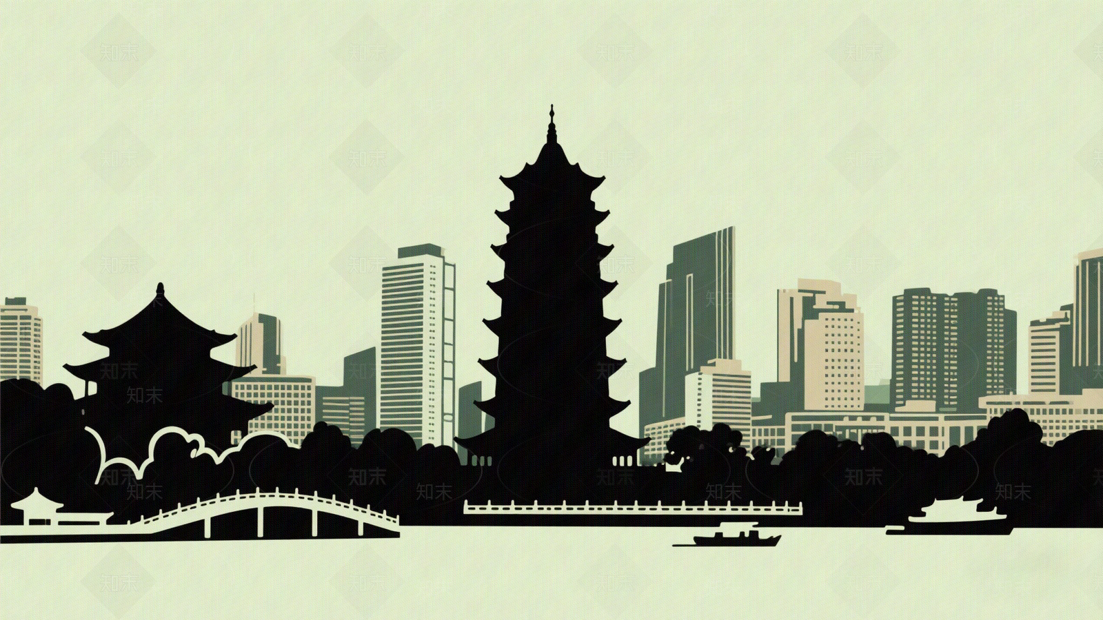 现代城市剪影贴图下载【ID:1192769036】