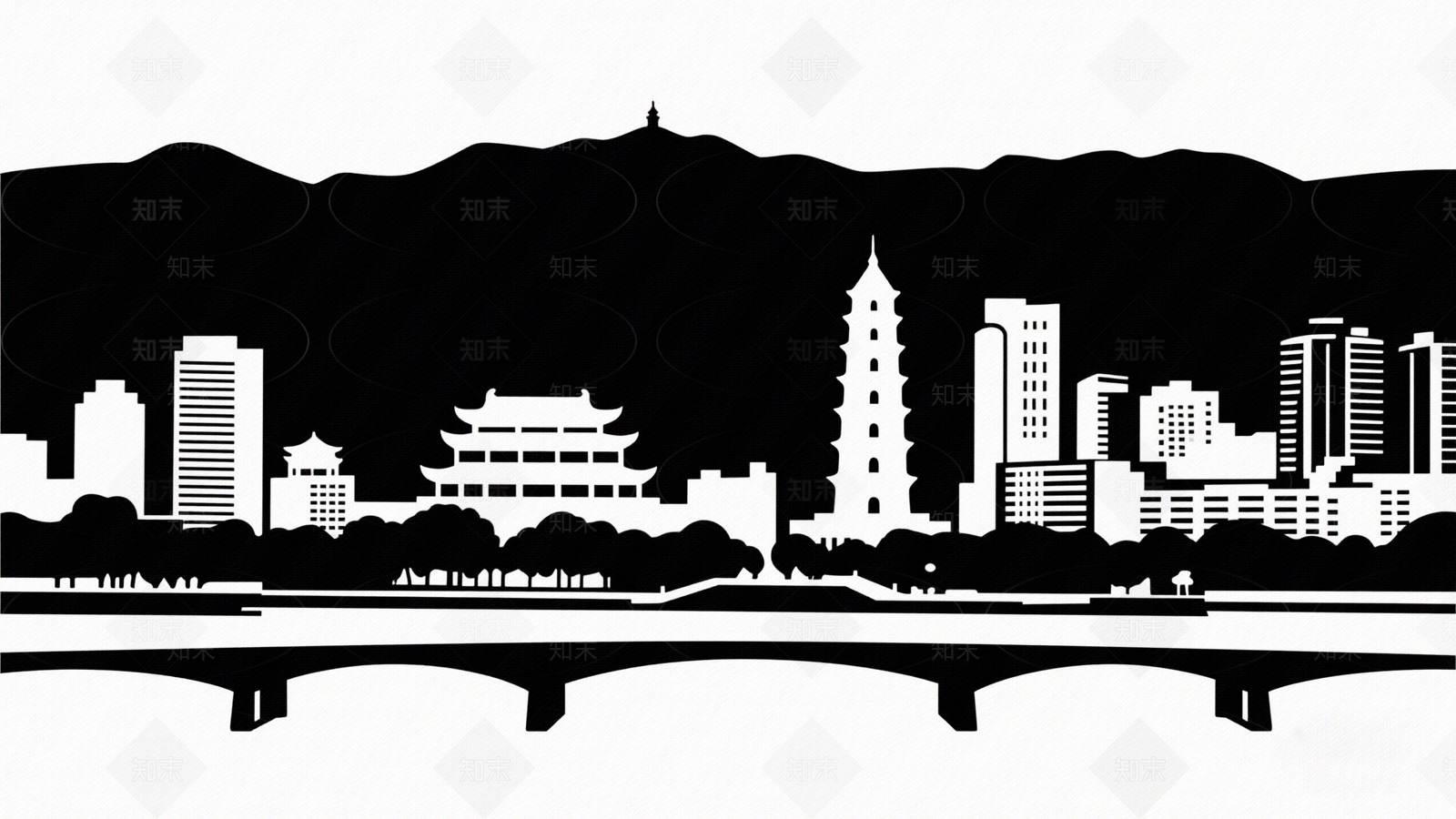 现代城市剪影贴图下载【ID:1192769477】