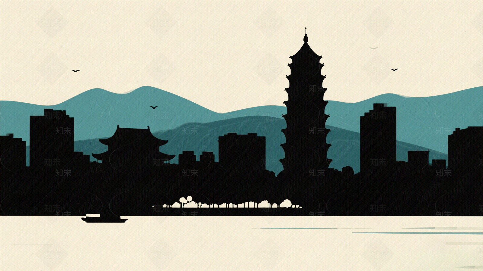 城市剪影高清贴图材质