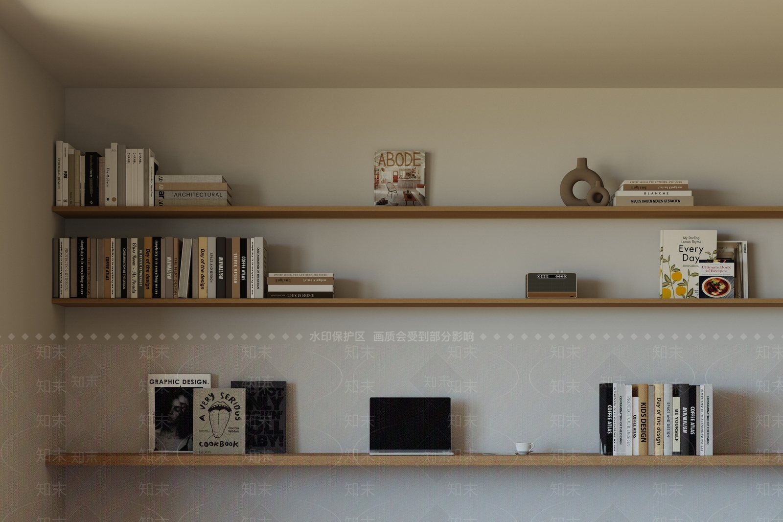 现代原木书架SU模型下载【ID:1192769796】