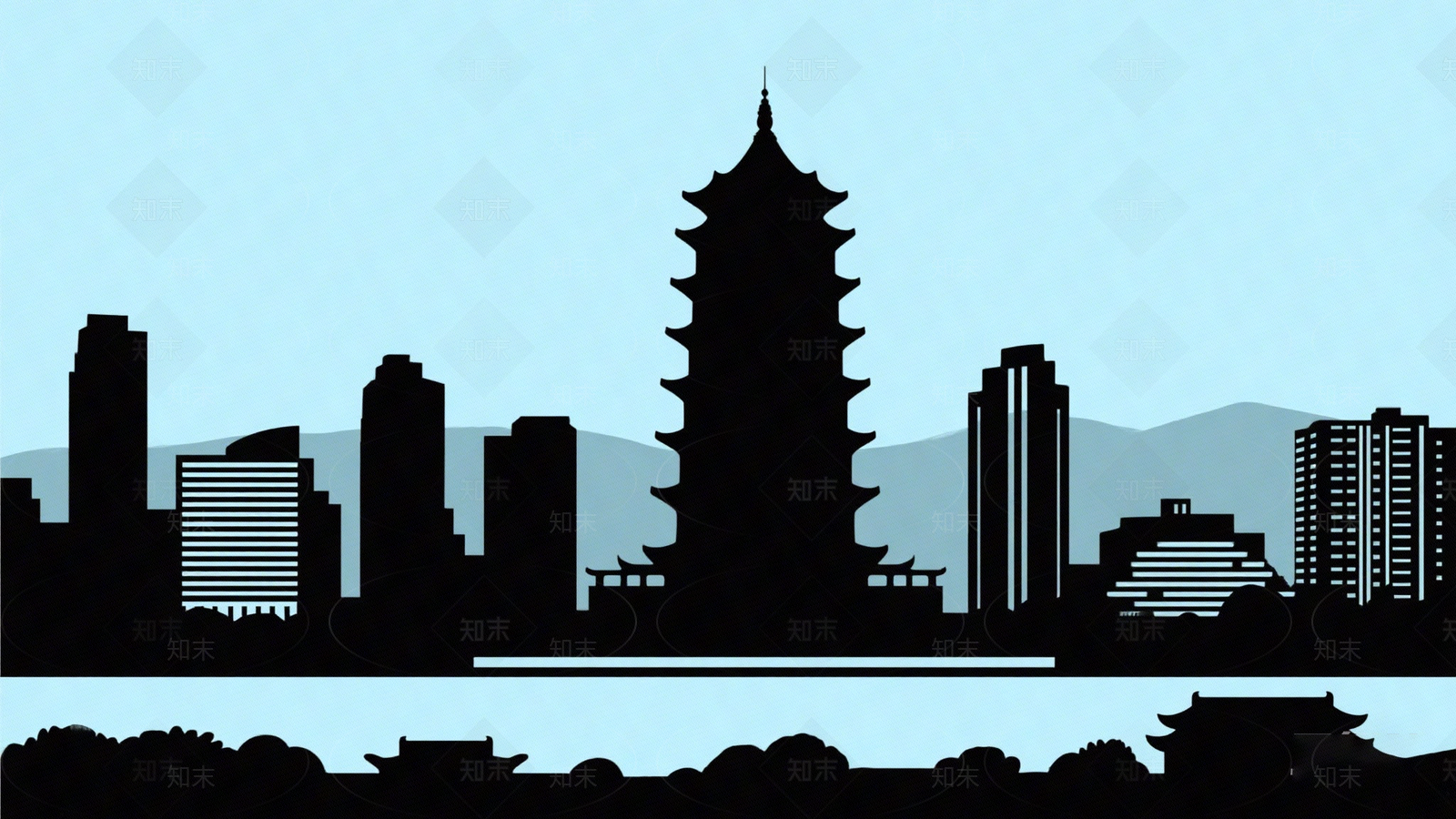 现代城市剪影贴图下载【ID:1192770321】