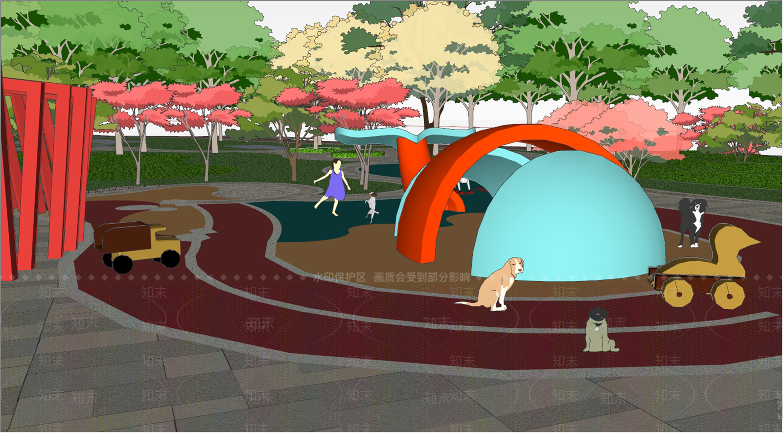 法式简欧口袋公园SU模型下载【ID:1192773234】