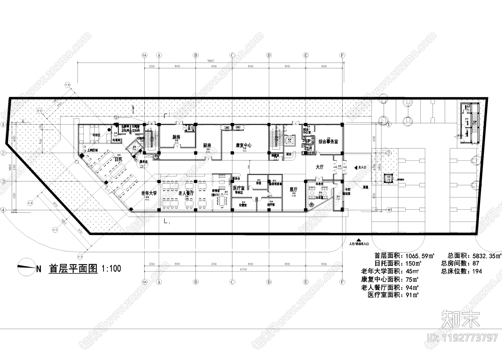 养老院cad施工图下载【ID:1192773797】