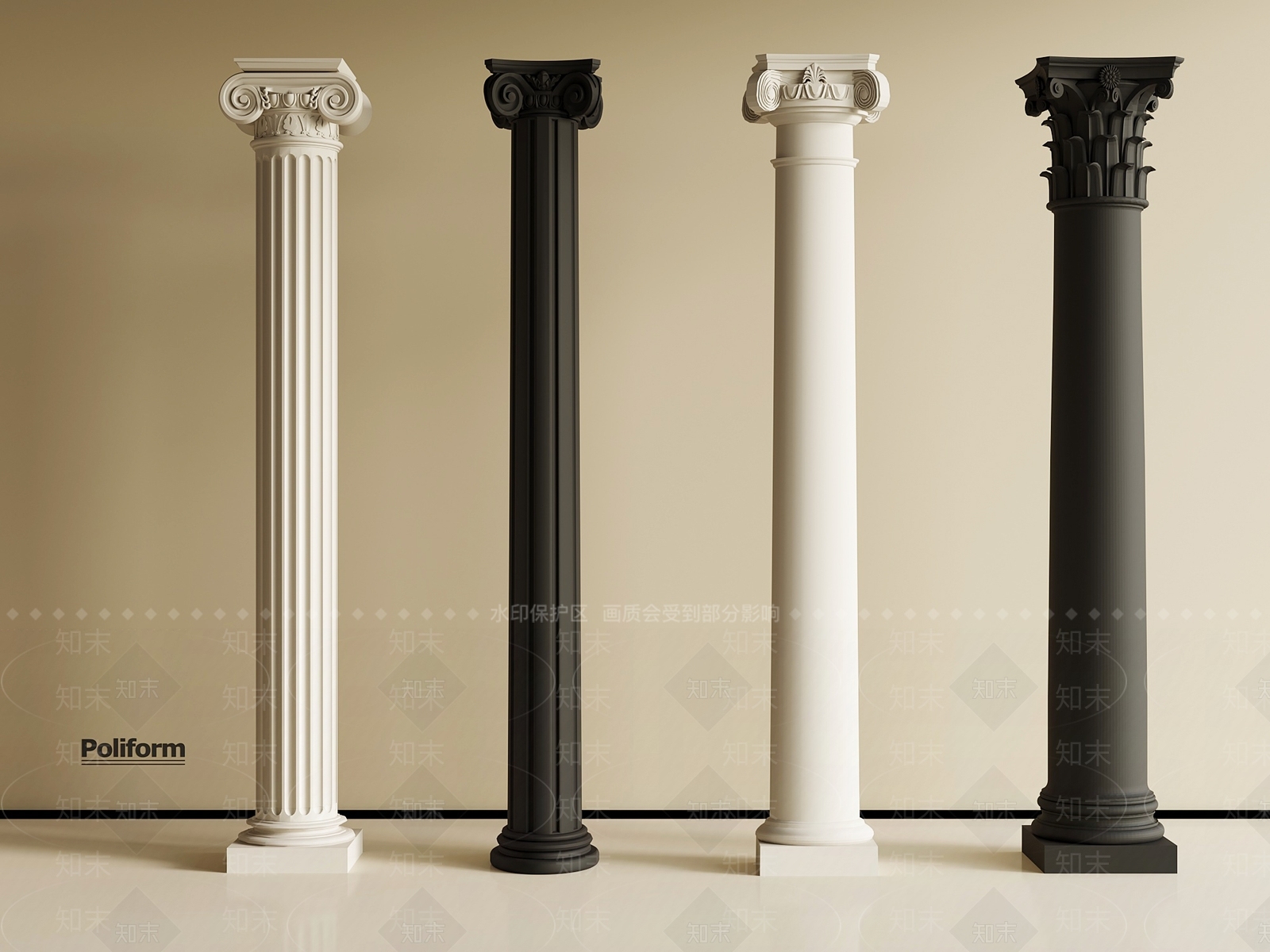 欧式柱子SU模型下载【ID:1192774796】