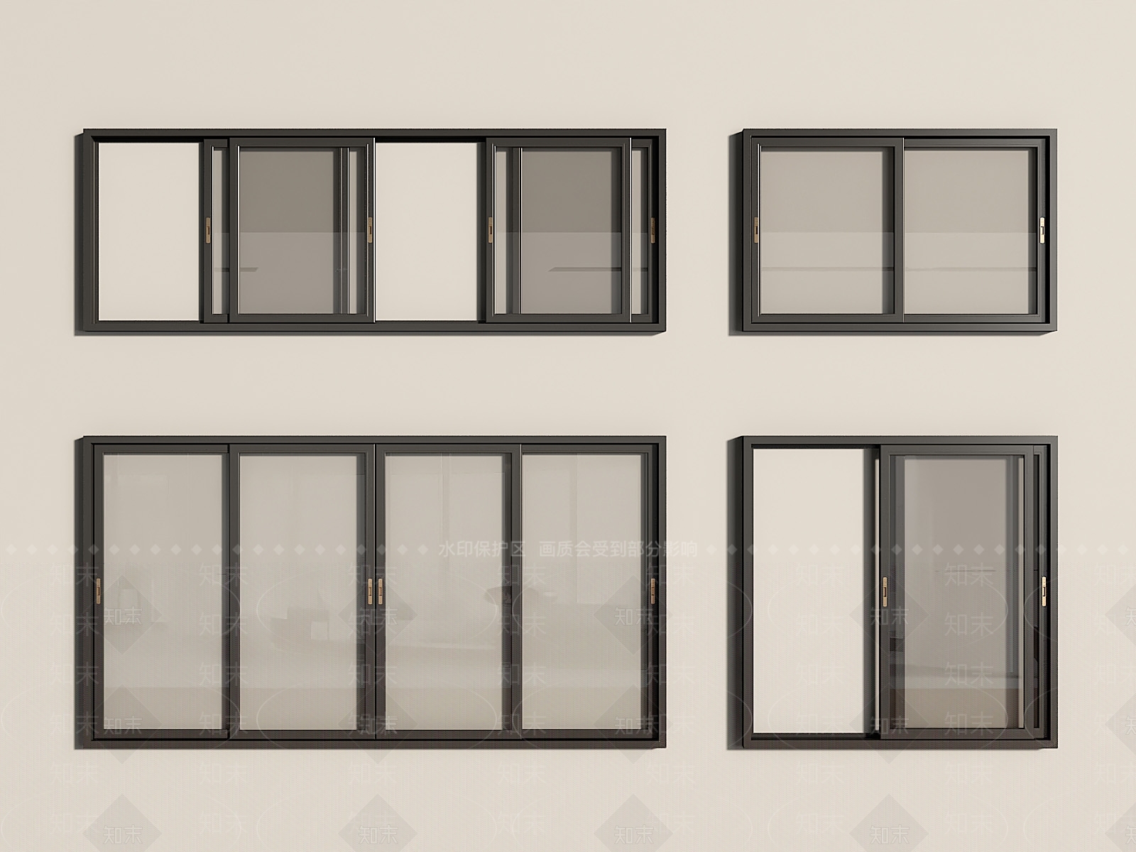现代推拉窗SU模型下载【ID:1192777985】