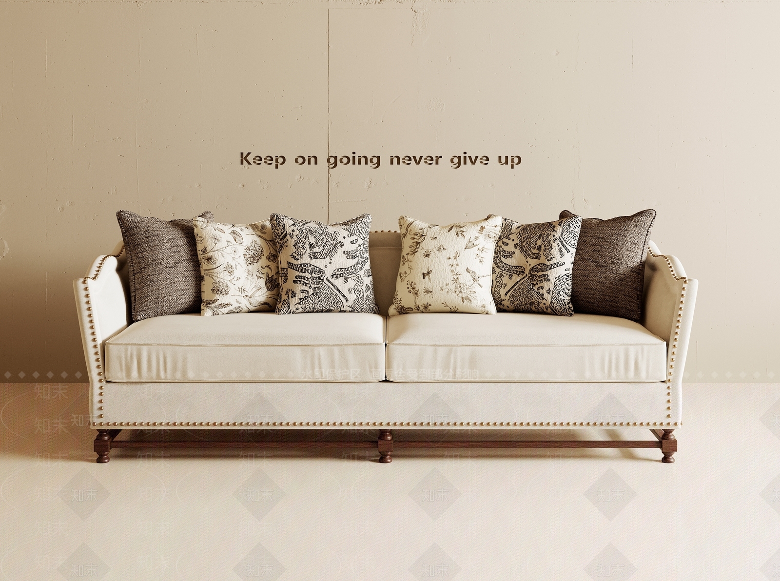 美式复古双人沙发3D模型下载【ID:1192776803】