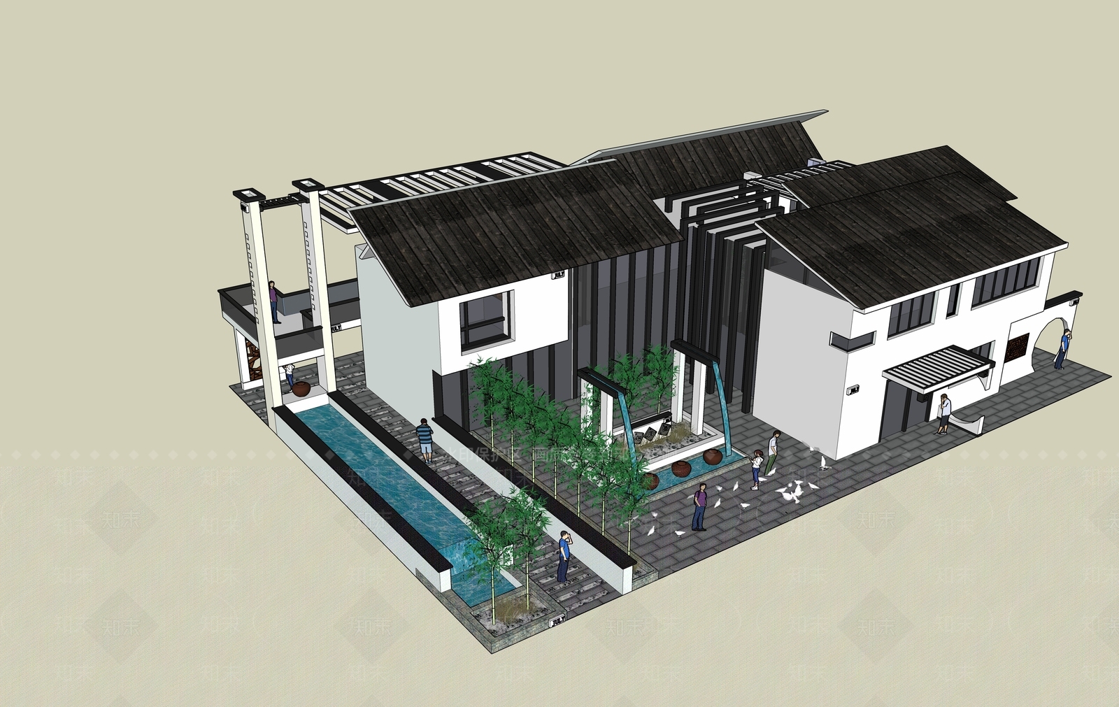新中式复古其他文化场馆SU模型下载【ID:1192779407】