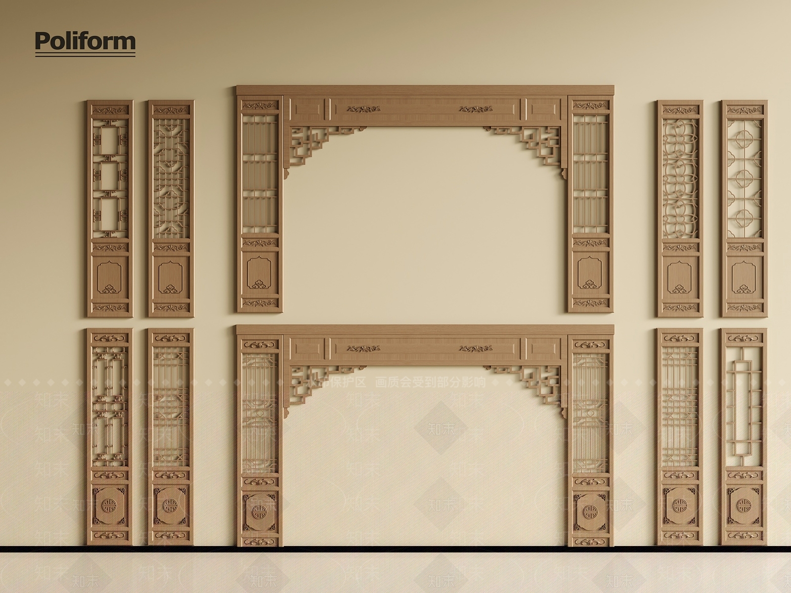 新中式隔断SU模型下载【ID:1192778368】