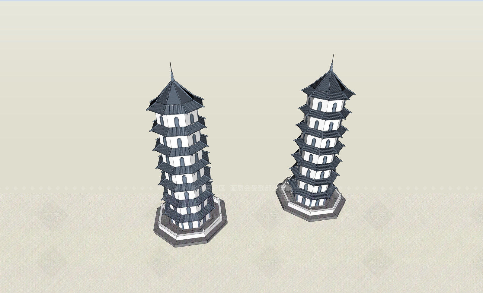 中式新中式古建筑SU模型下载【ID:1192780018】
