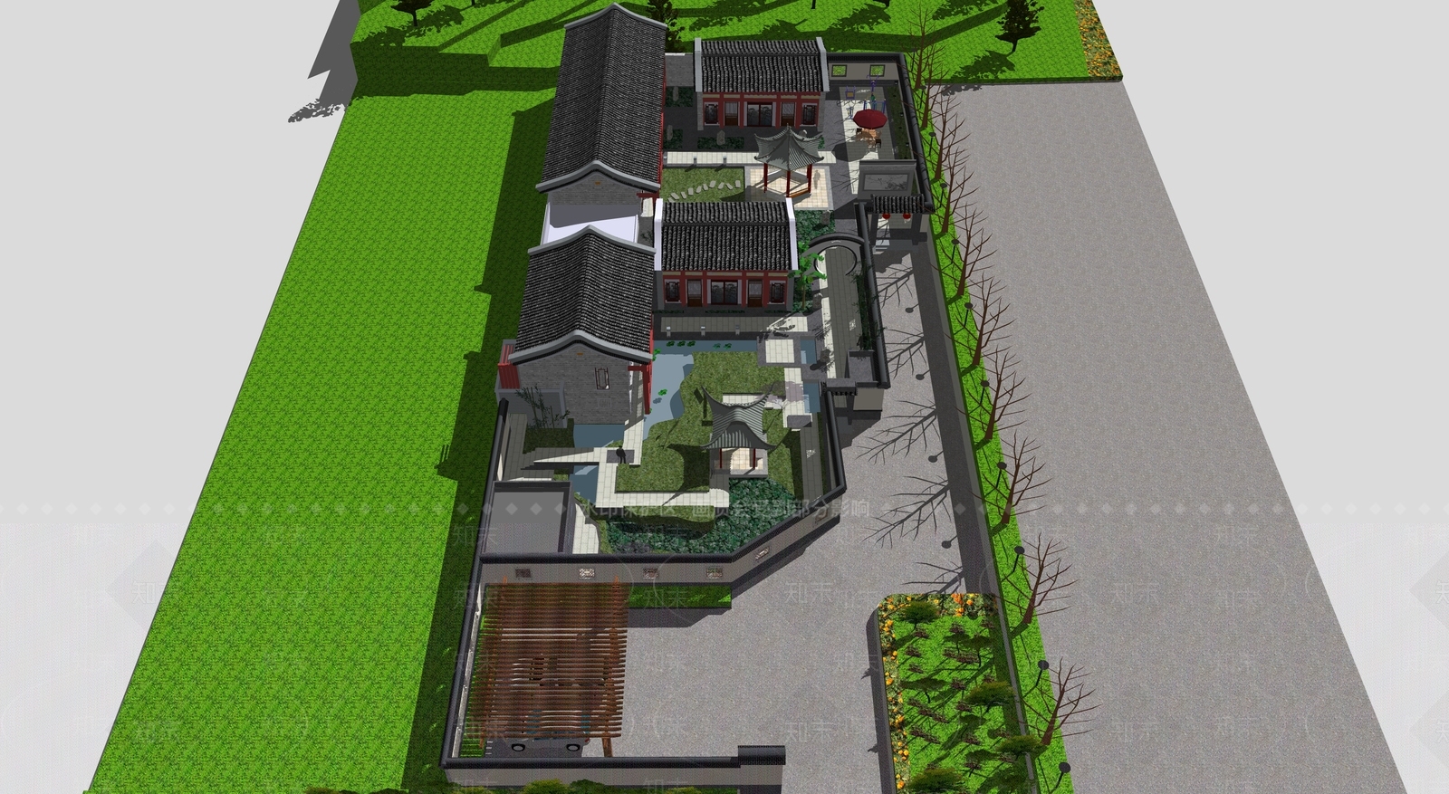 新中式中式四合院SU模型下载【ID:1192780529】