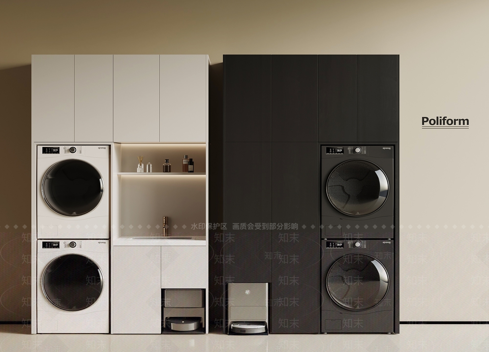 现代洗衣机柜3D模型下载【ID:1192780179】