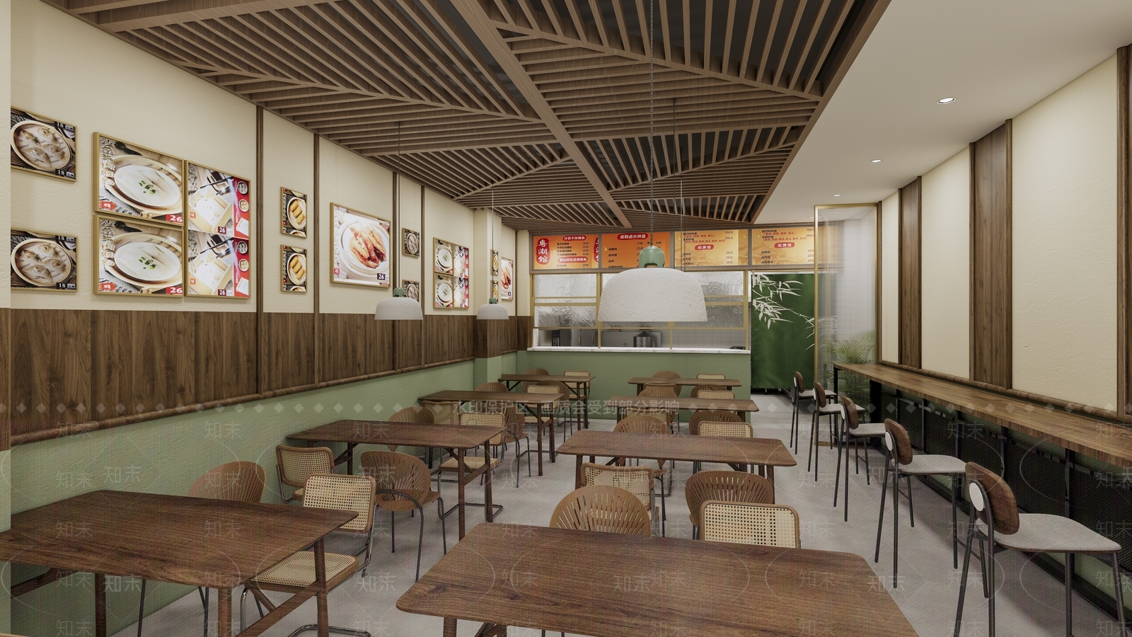 现代原木中餐厅SU模型下载【ID:1192780506】