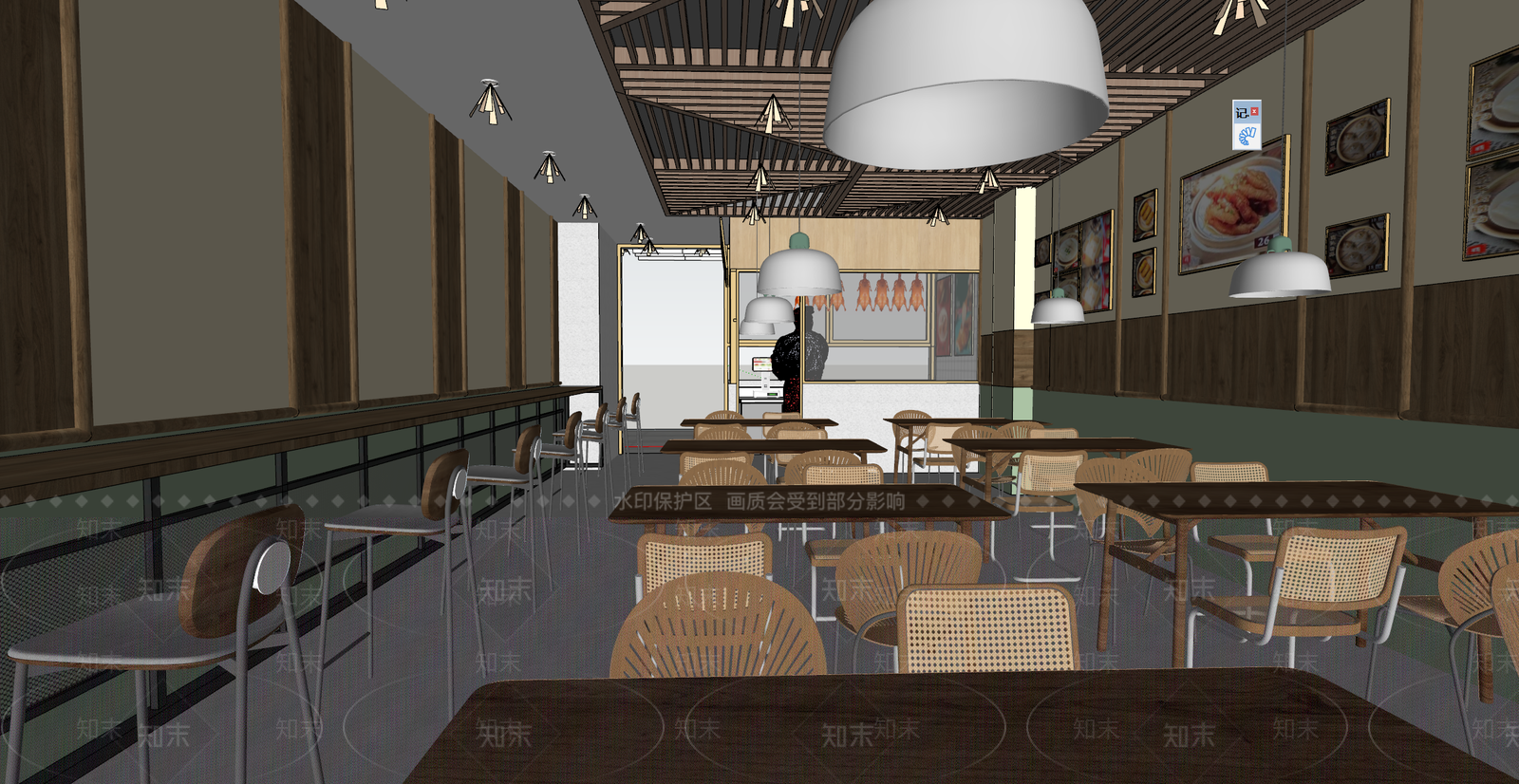 现代原木中餐厅SU模型下载【ID:1192780506】