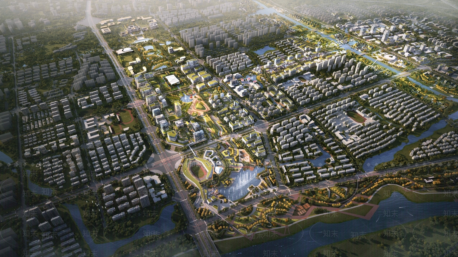 现代鸟瞰规划3D模型下载【ID:1192783224】