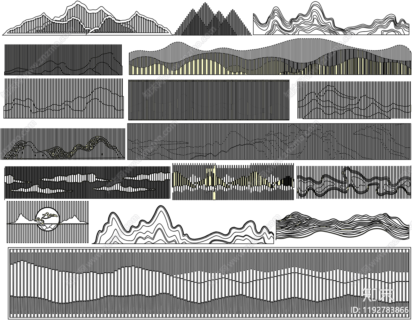 现代新中式景墙施工图下载【ID:1192783866】