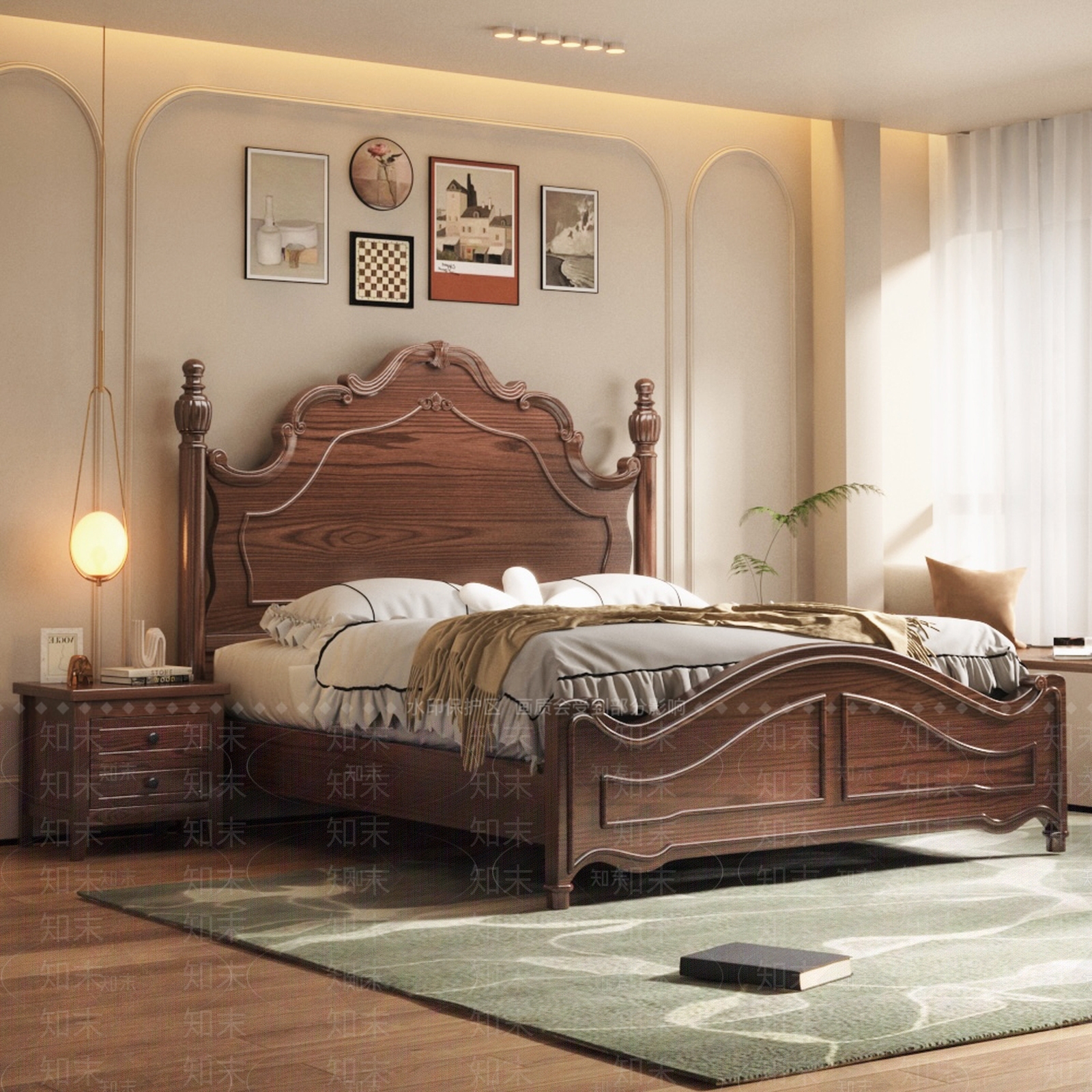 美式轻奢家居卧室3D模型下载【ID:1192787515】