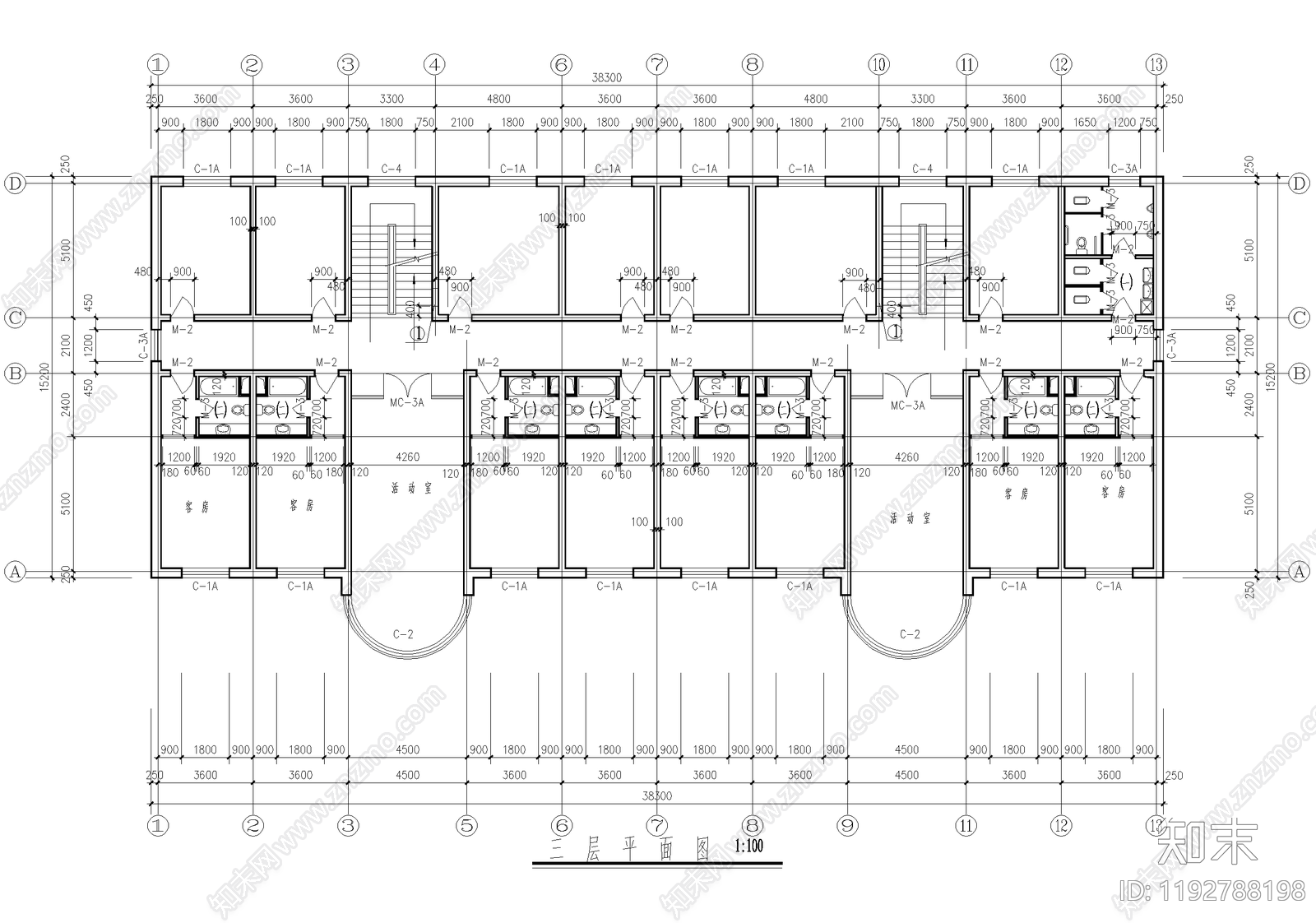 养老院cad施工图下载【ID:1192788198】