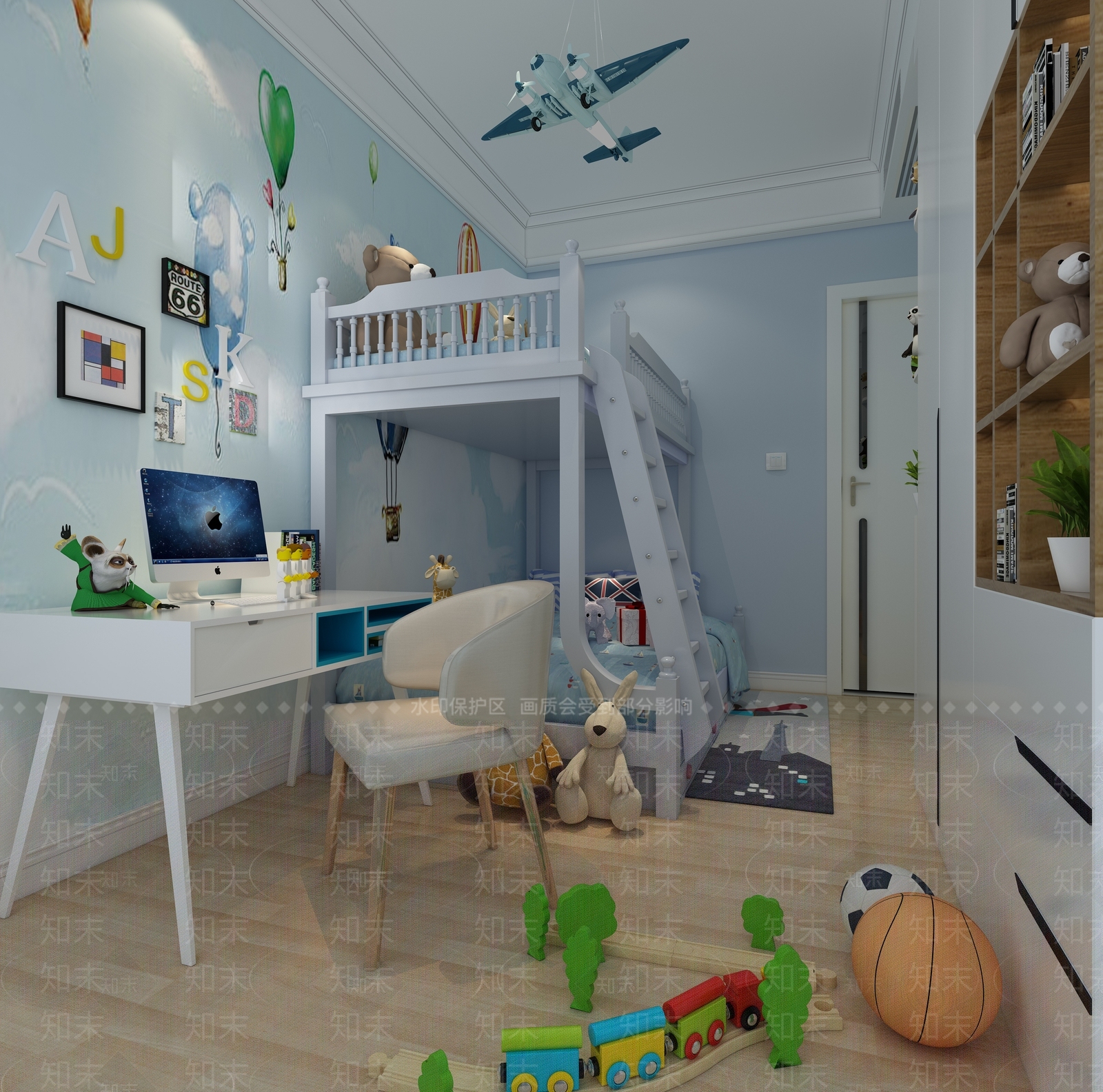 现代通用儿童房3D模型下载【ID:1192789039】
