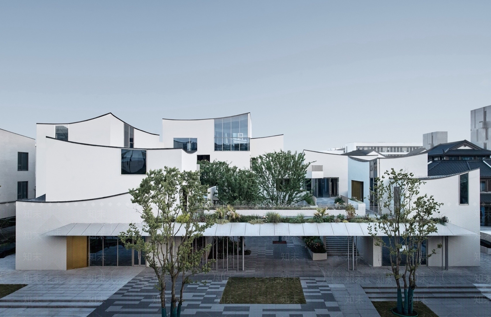 简约现代展览馆建筑SU模型下载【ID:1192792269】