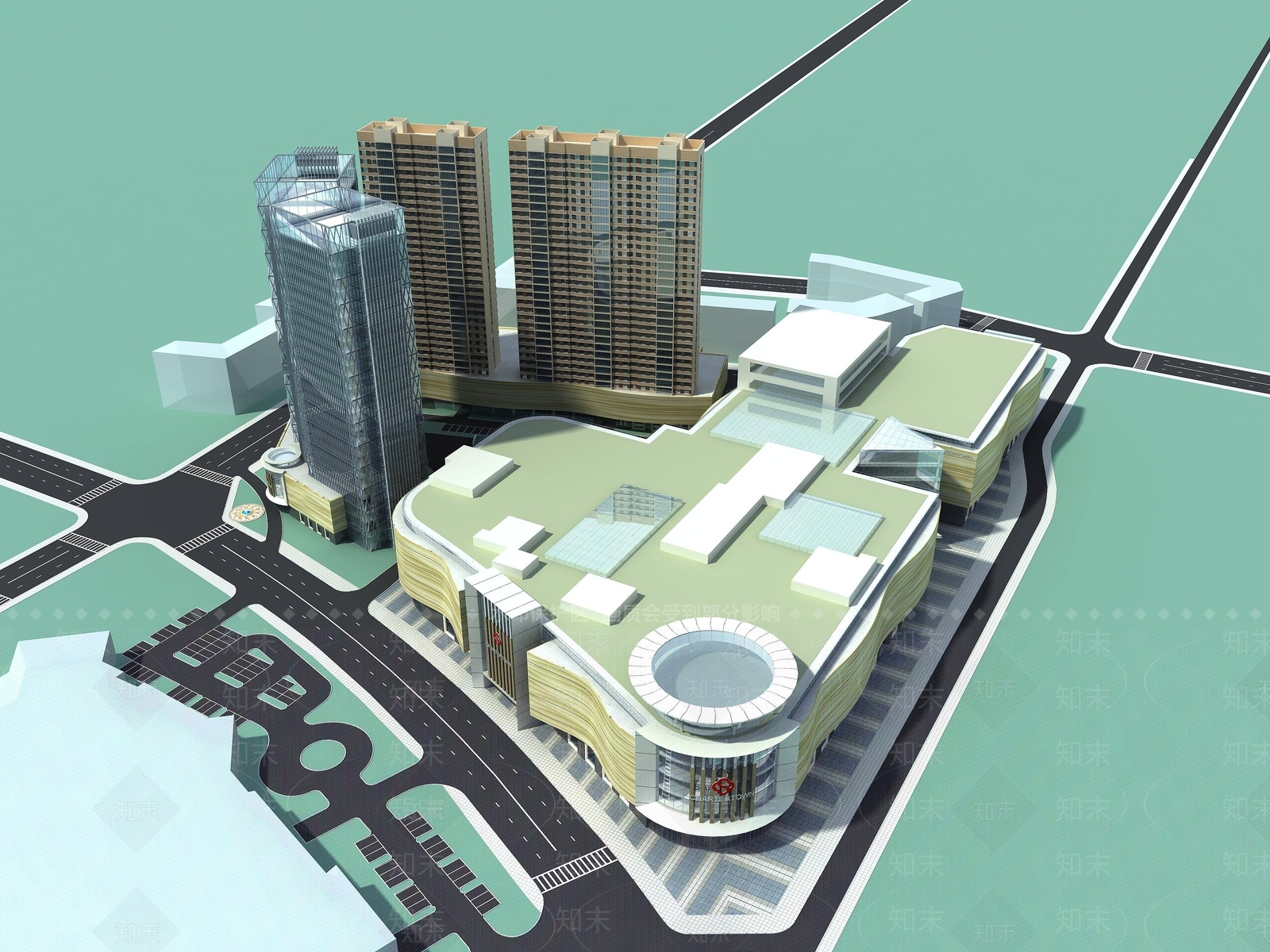 现代商场住宅办公鸟瞰规划3D模型下载【ID:1192792520】