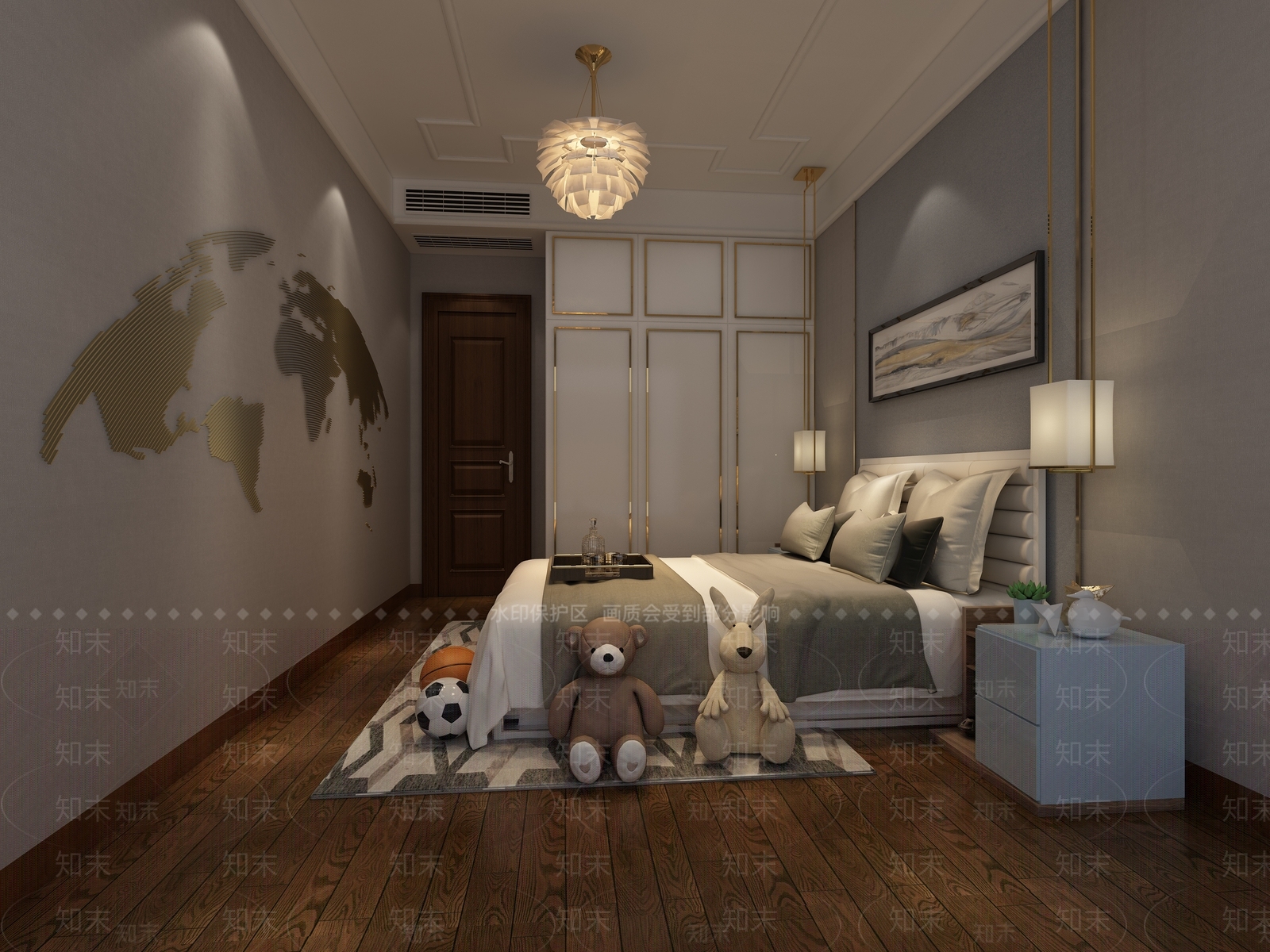 现代通用儿童房3D模型下载【ID:1192793194】