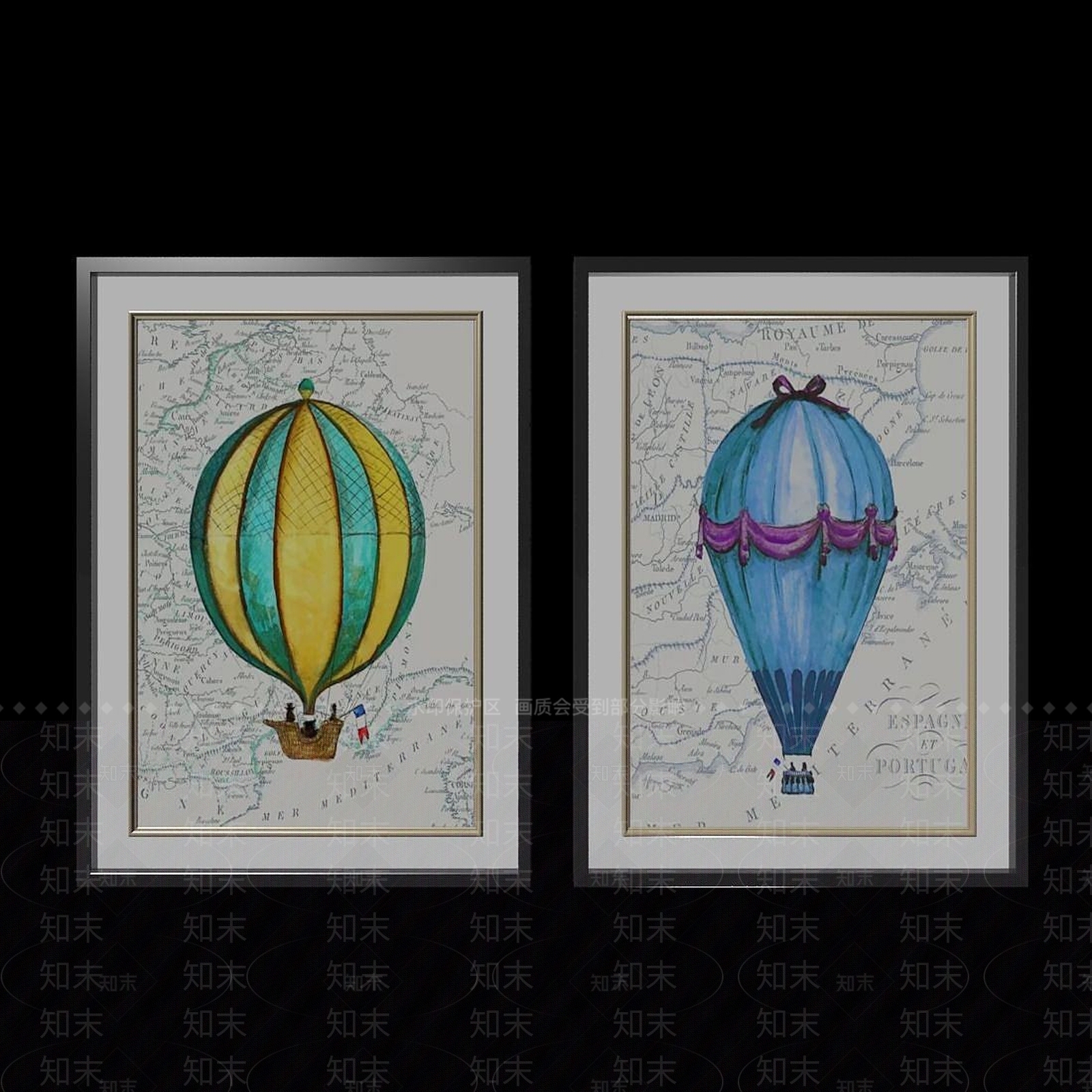 现代热气球装饰画3D模型下载【ID:1192793182】