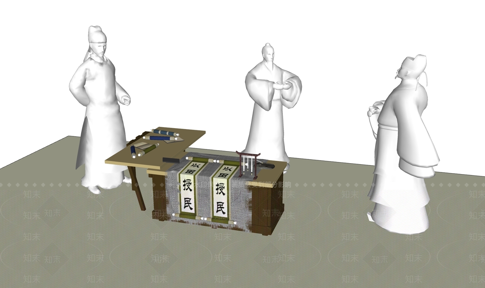 中式雕塑小品SU模型下载【ID:1192795694】