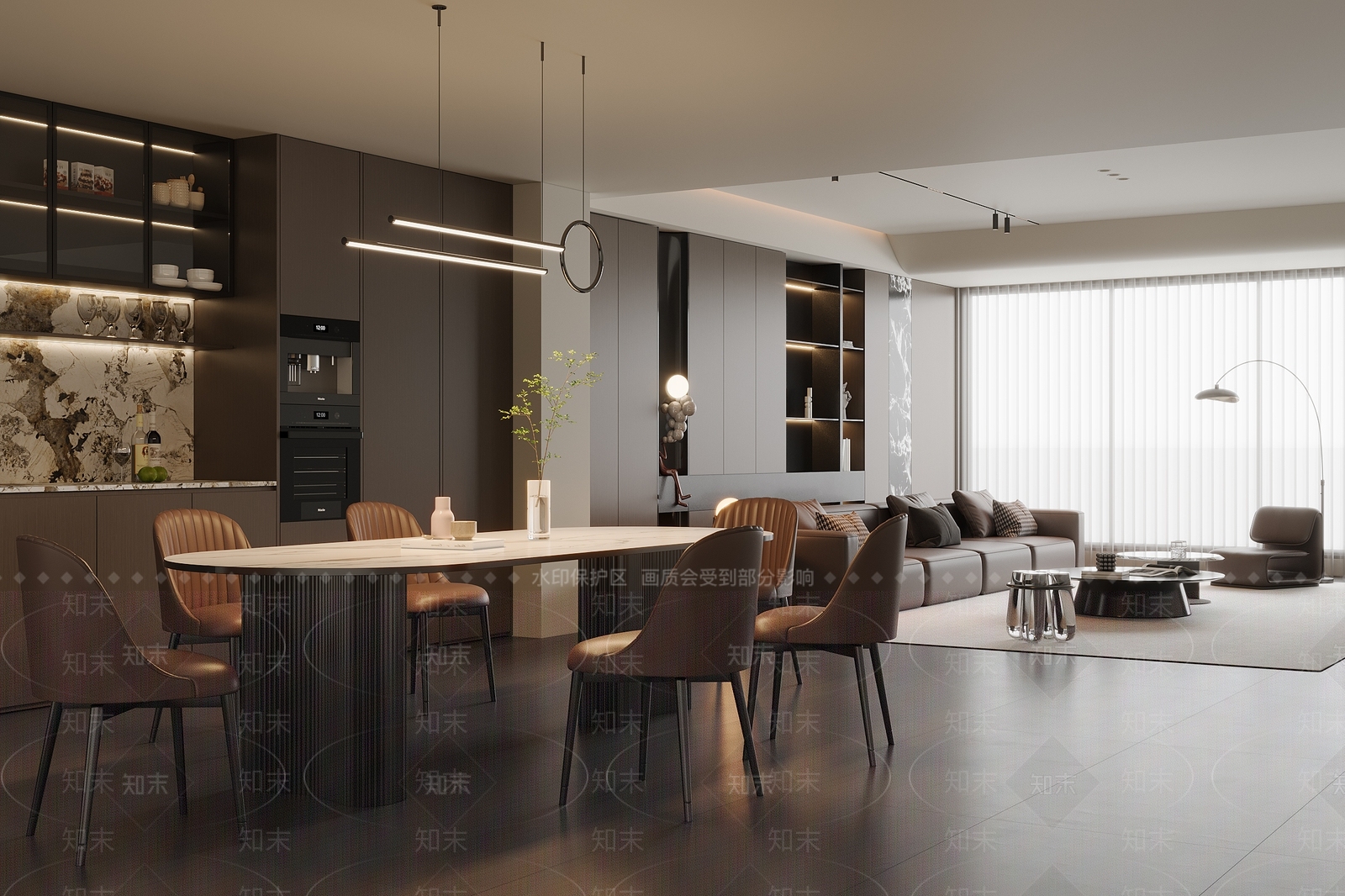 现代客餐厅3D模型下载【ID:1215117034】