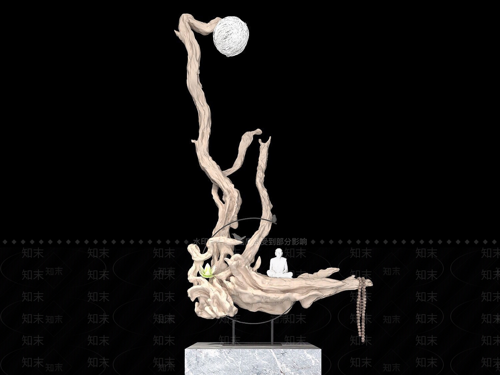 新中式根雕摆件3D模型下载【ID:1192799177】