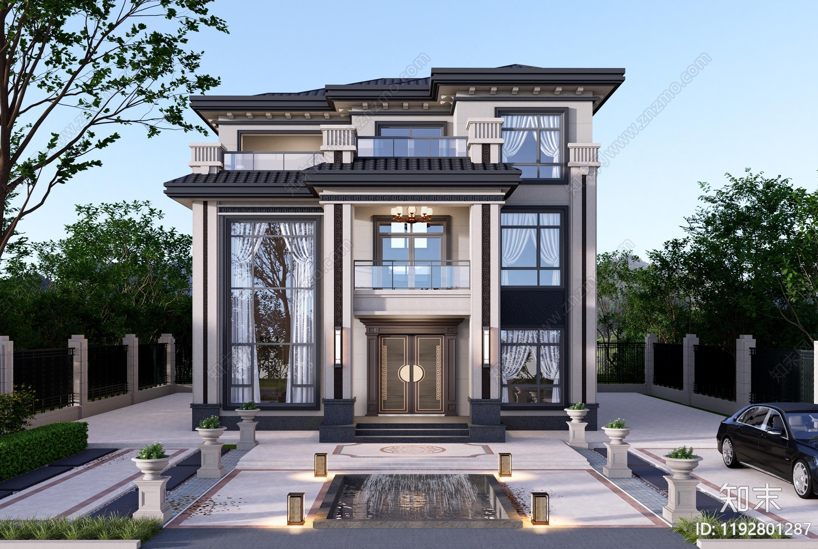 新中式别墅建筑施工图下载【ID:1192801287】