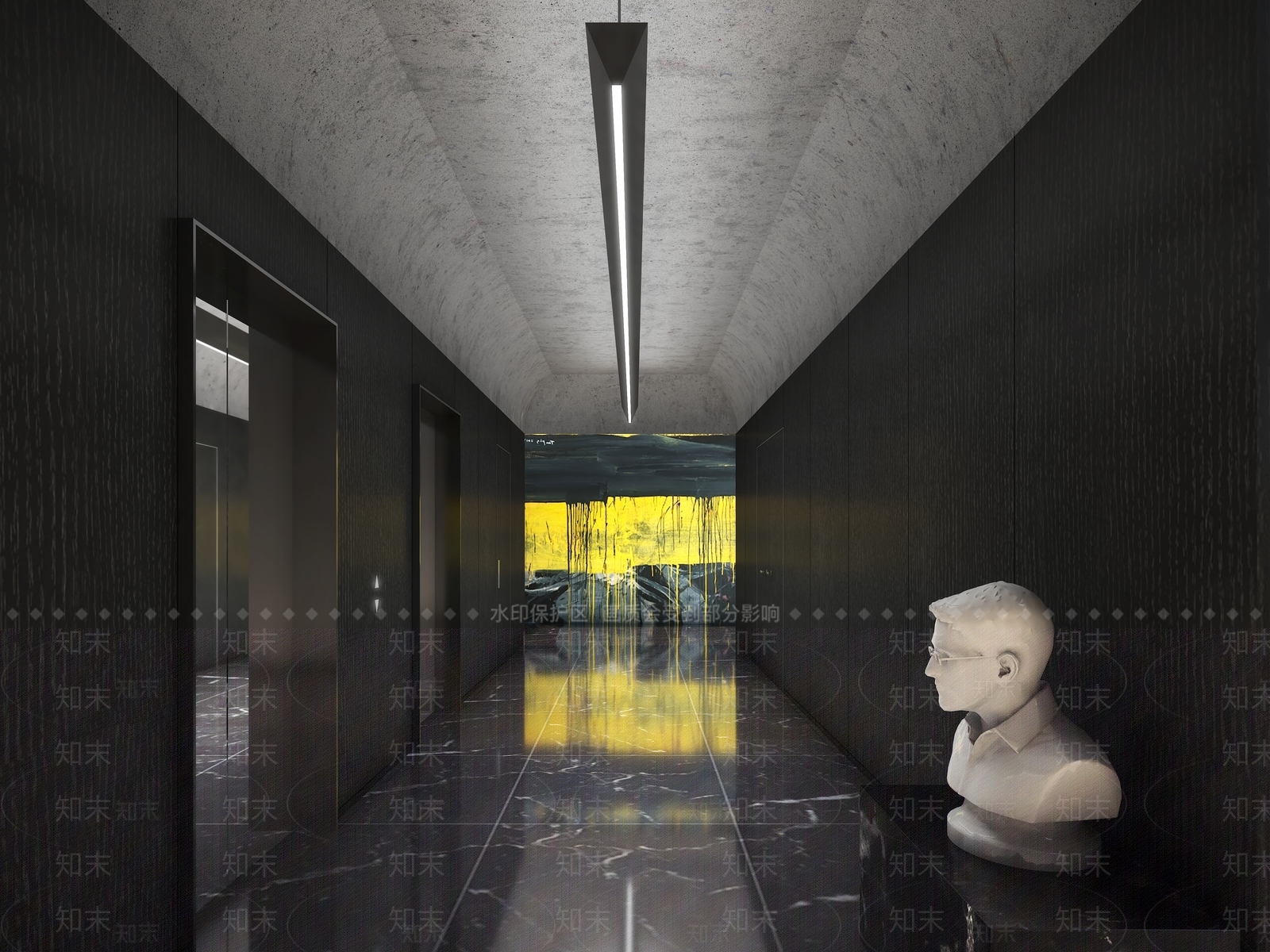 现代电梯间3D模型下载【ID:1192801582】
