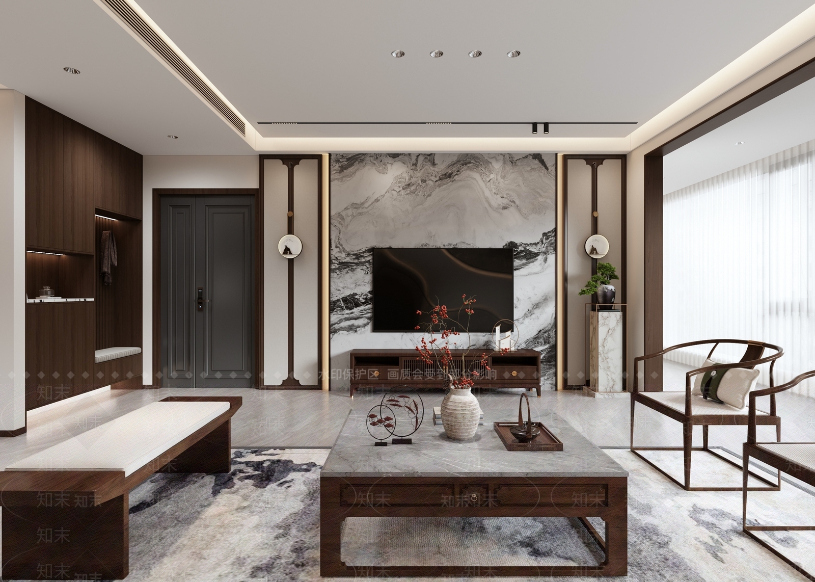 新中式家居餐厅3D模型下载【ID:1215117153】