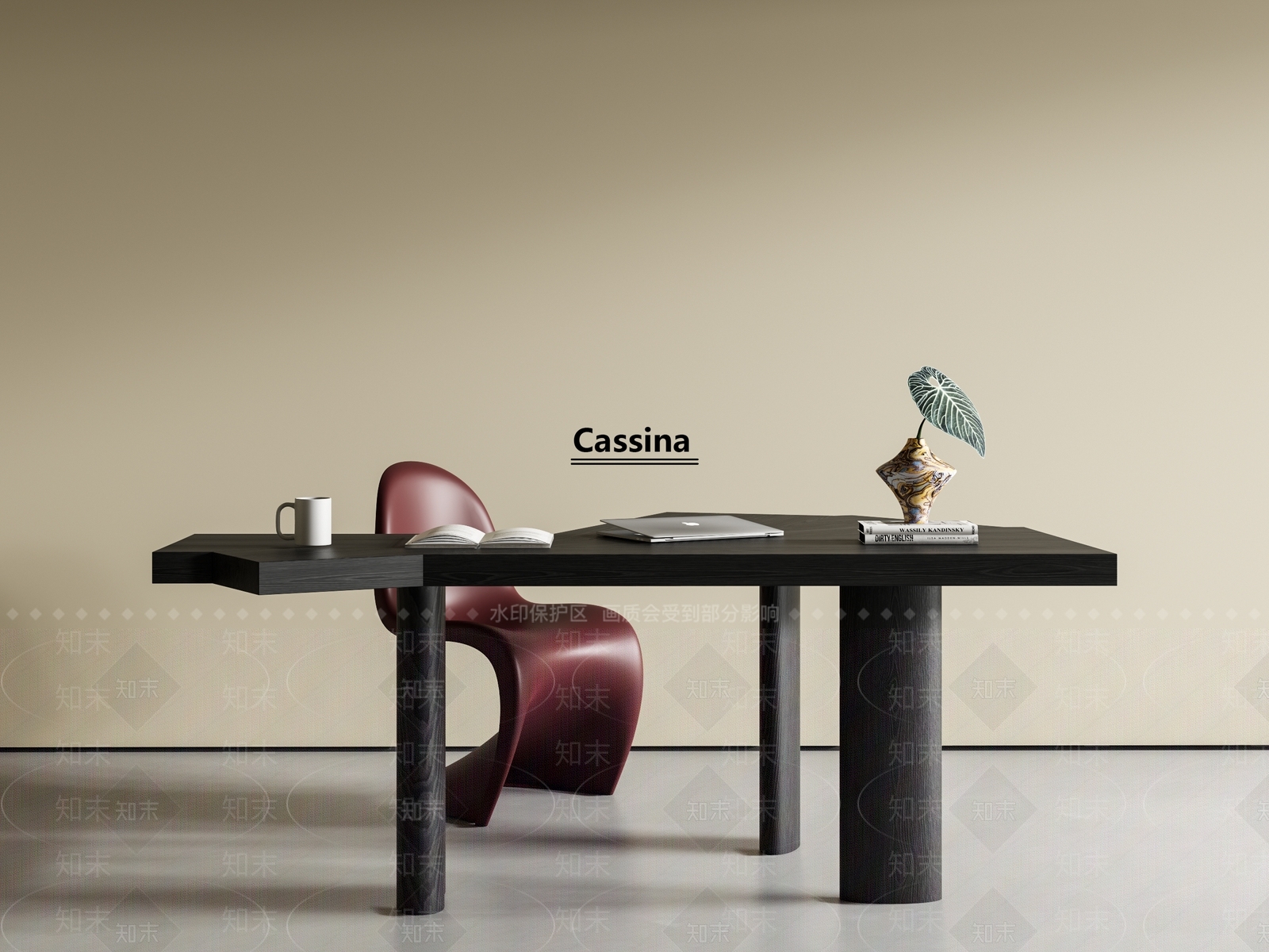 现代中古书桌3D模型下载【ID:1192804357】