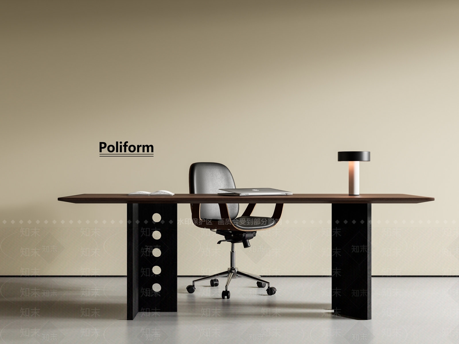 现代中古书桌3D模型下载【ID:1192804476】