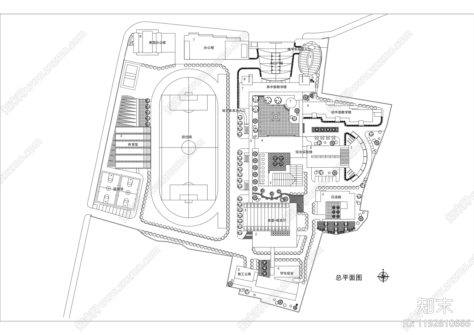 现代学校建筑cad施工图下载【ID:1192810666】