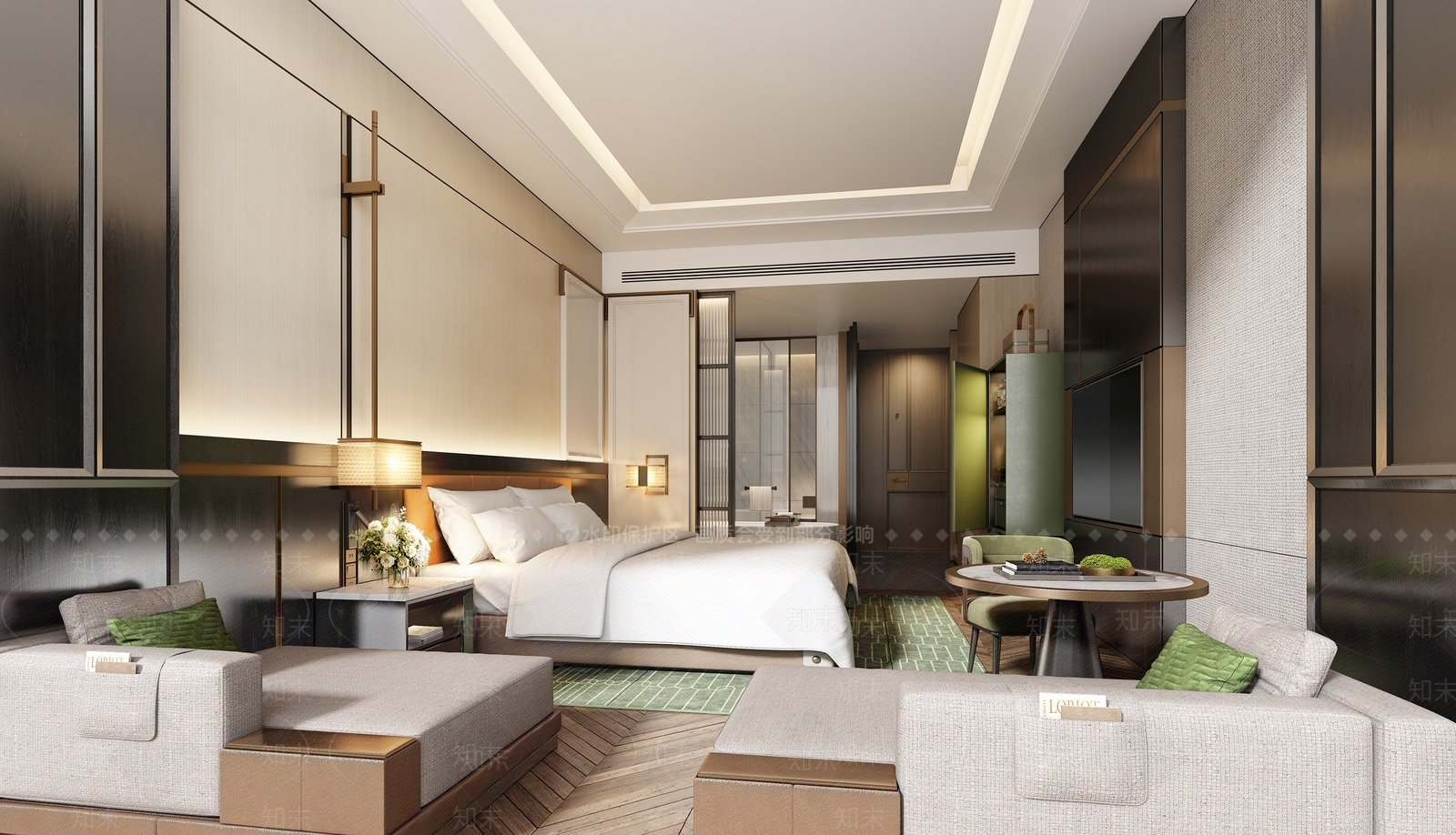 现代轻奢酒店客房3D模型下载【ID:1192818919】