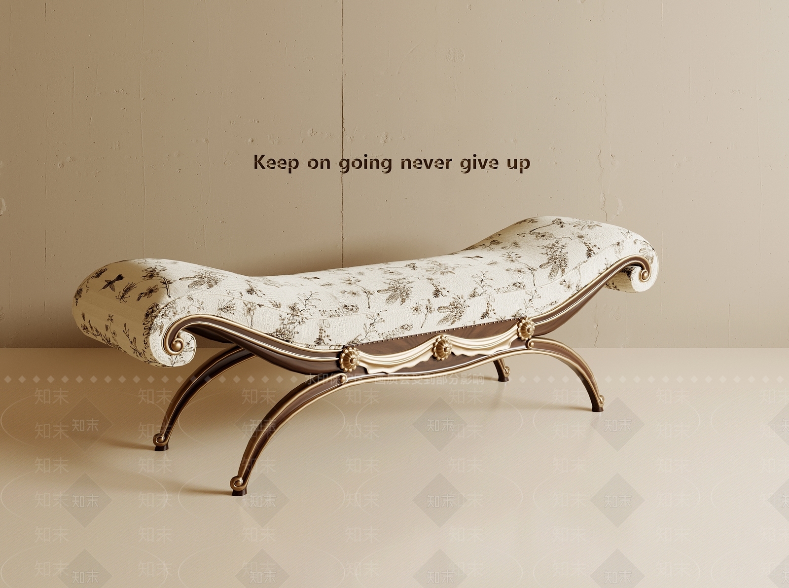 法式复古沙发凳3D模型下载【ID:1192825120】