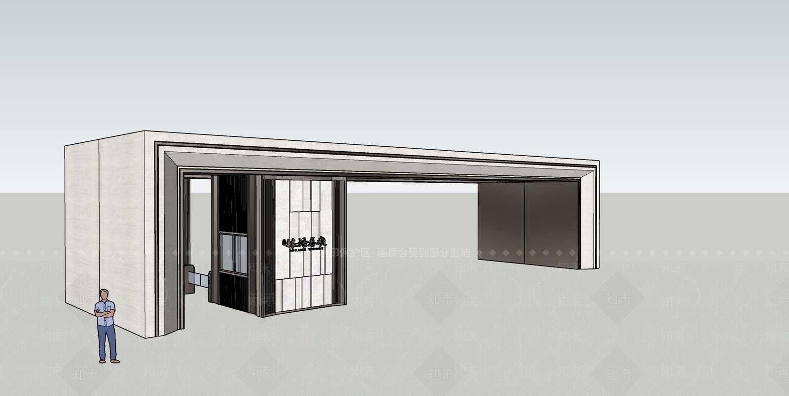 现代中式入口大门SU模型下载【ID:1192826221】