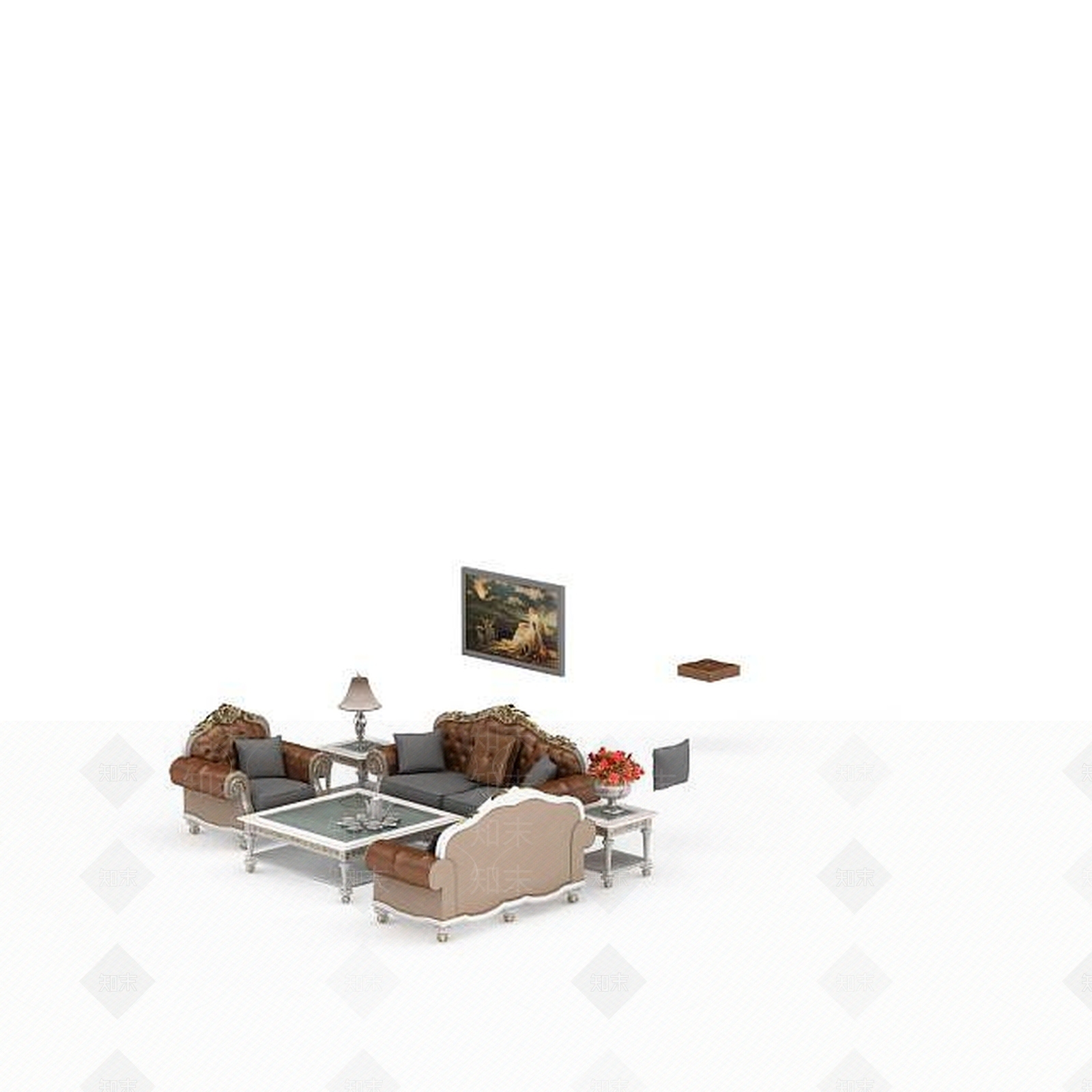 现代双人沙发3D模型下载【ID:1192829239】
