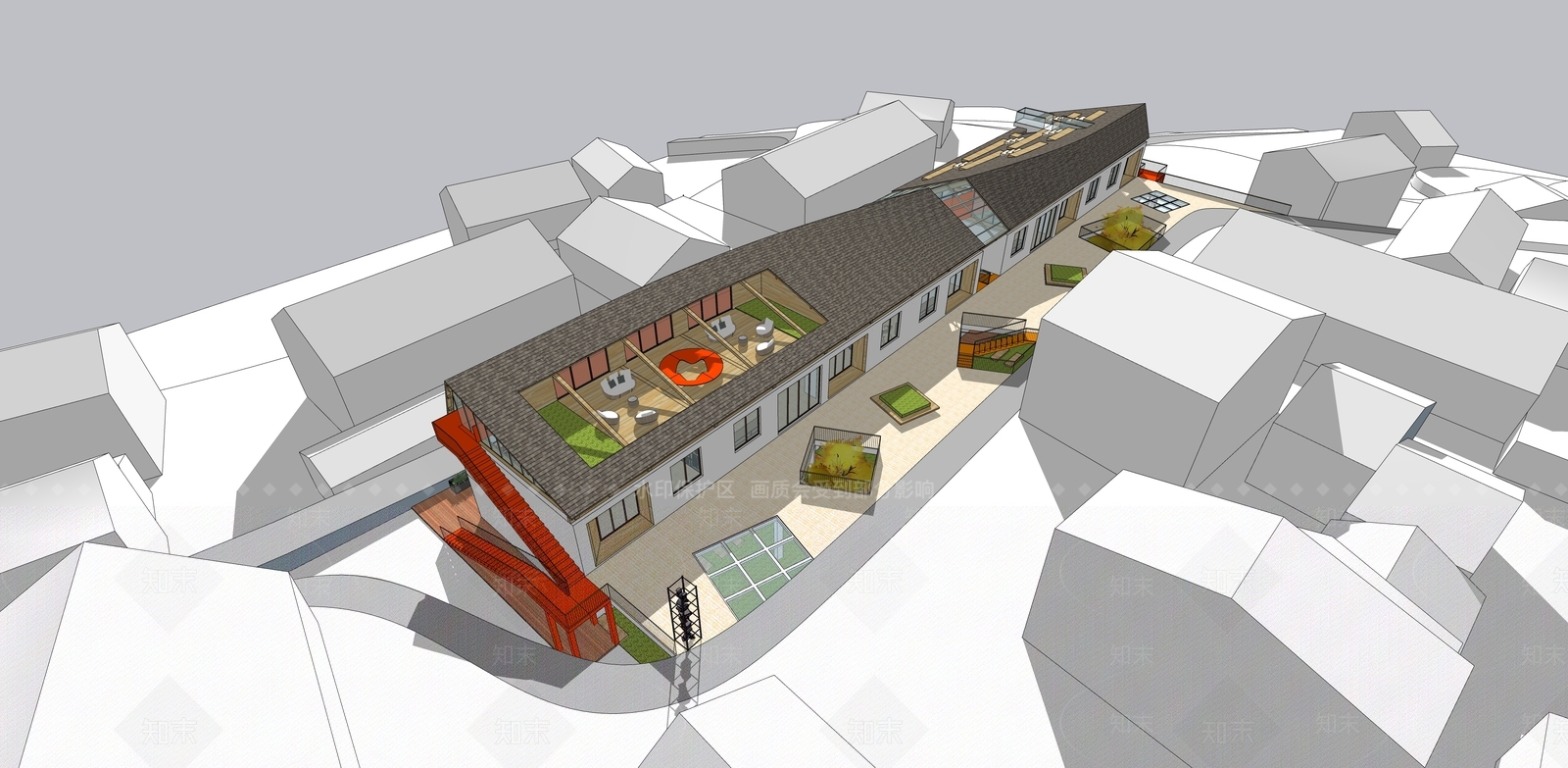 现代新中式小公建SU模型下载【ID:1192829980】