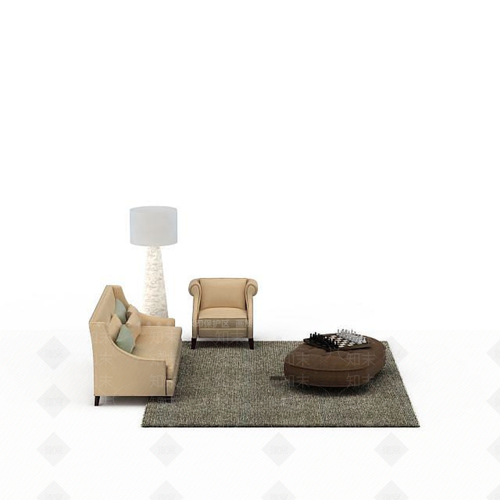现代双人沙发3D模型下载【ID:1192829328】