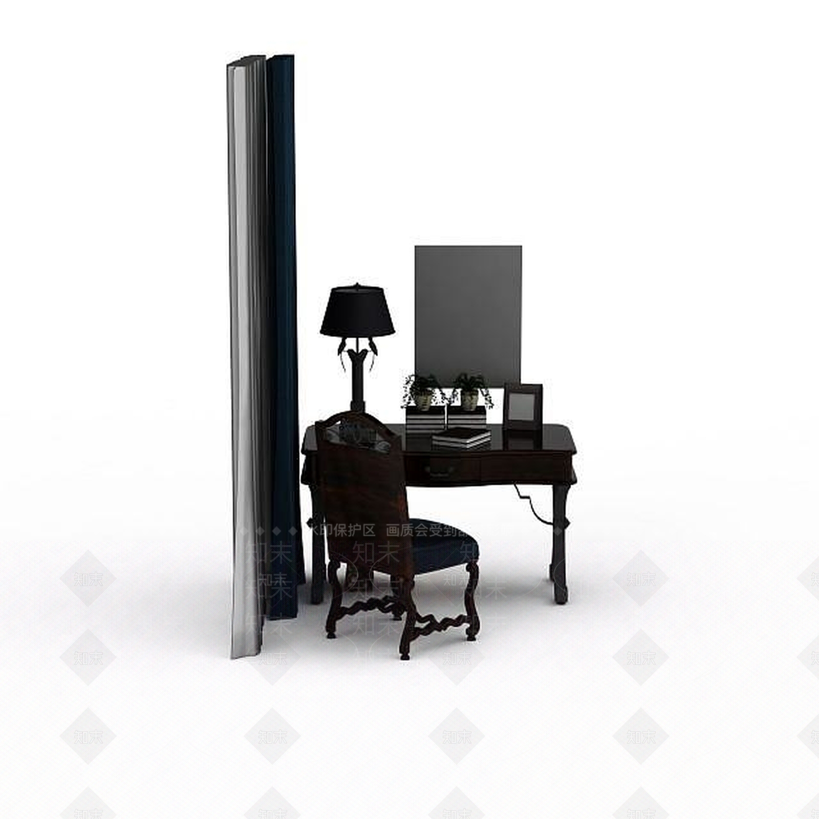 现代书桌椅3D模型下载【ID:1192829467】
