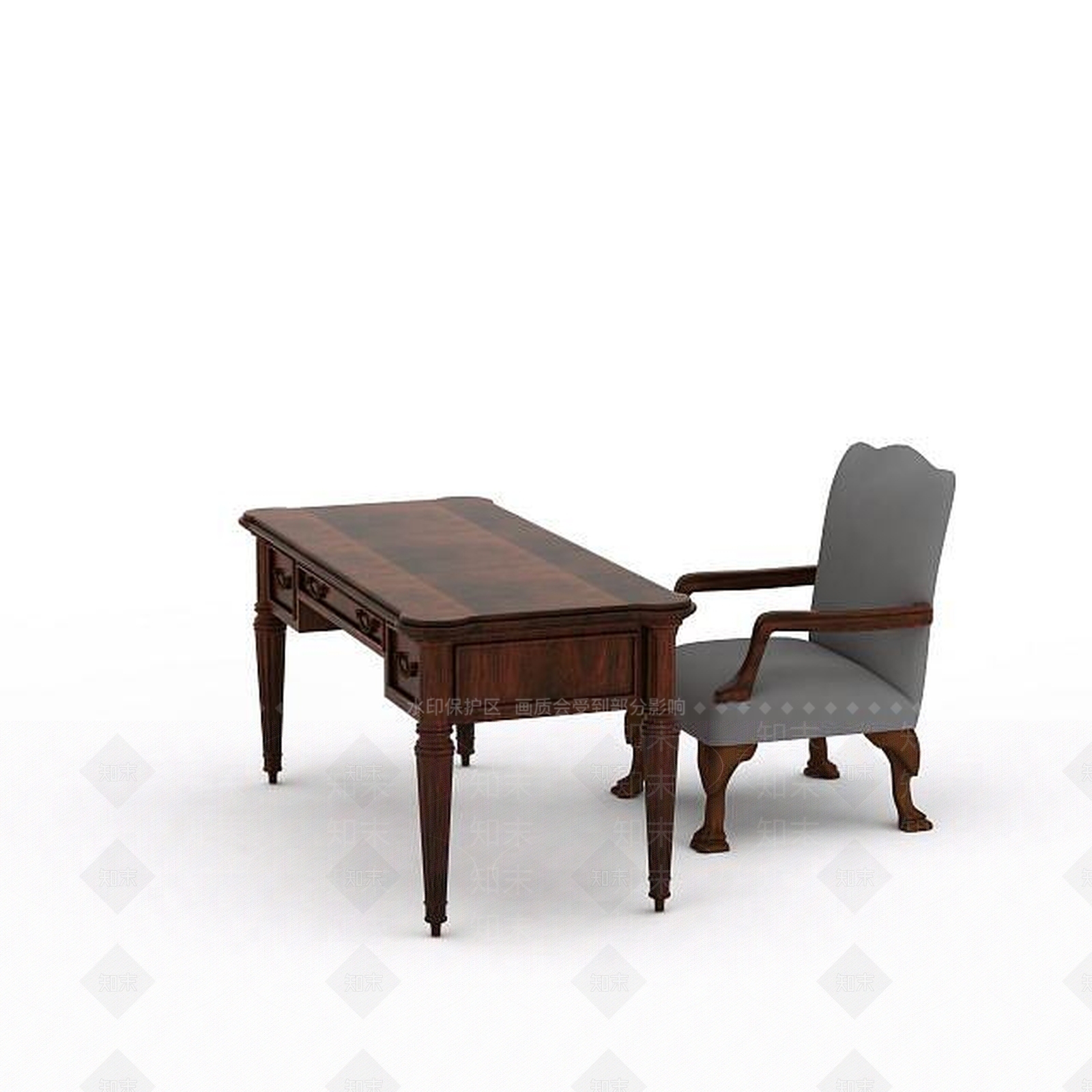 现代书桌椅3D模型下载【ID:1192829448】