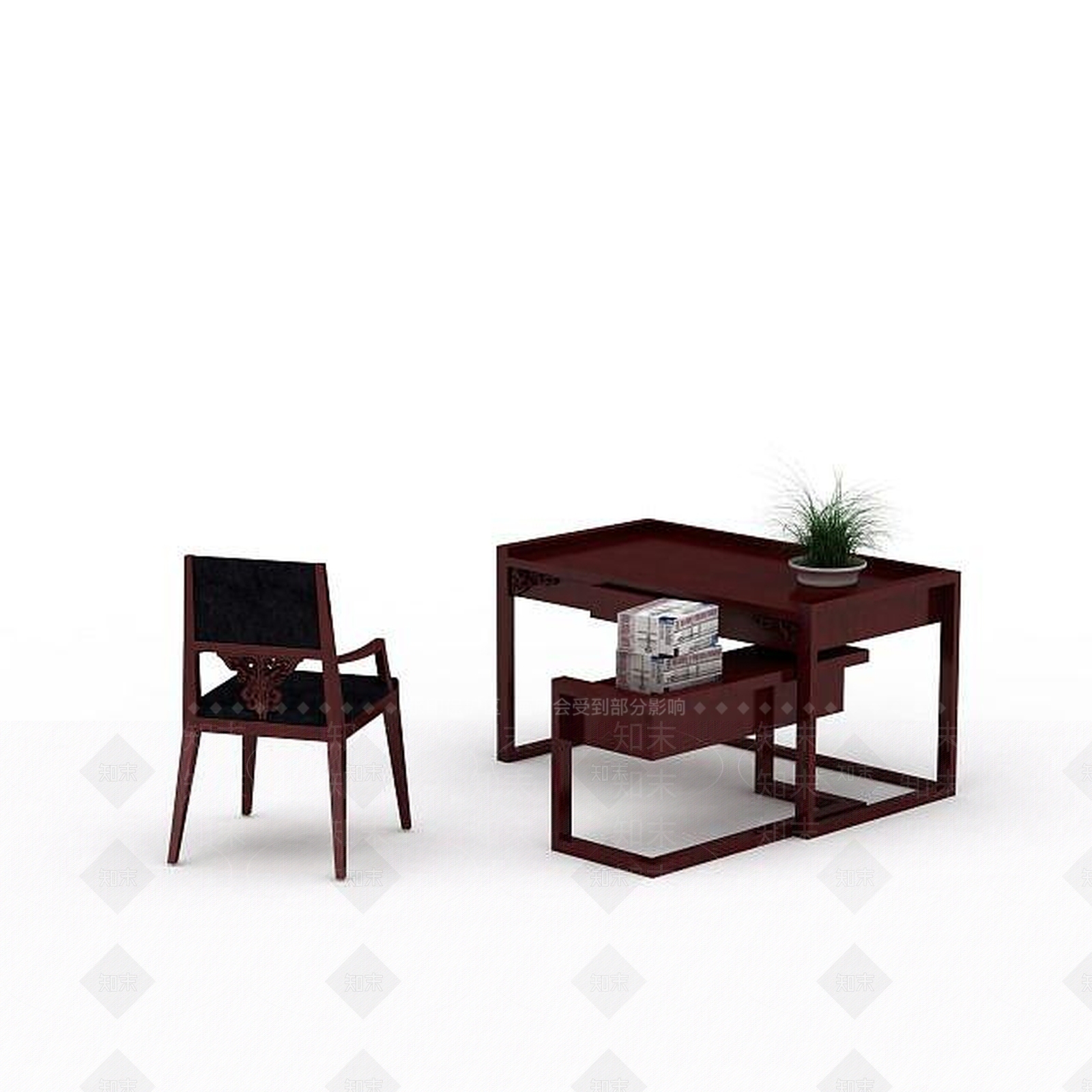现代书桌椅3D模型下载【ID:1192829562】
