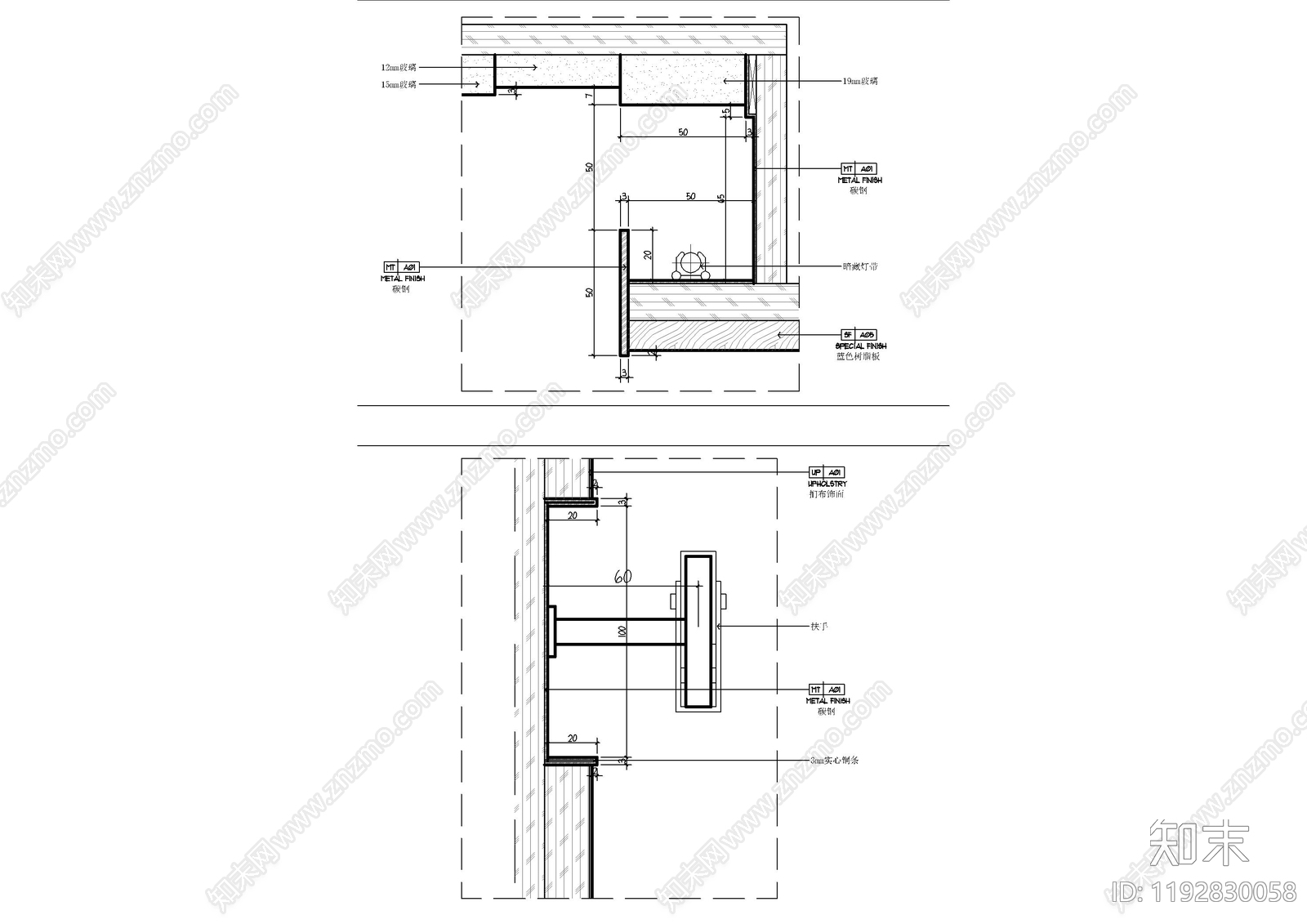 现代楼梯节点cad施工图下载【ID:1192830058】