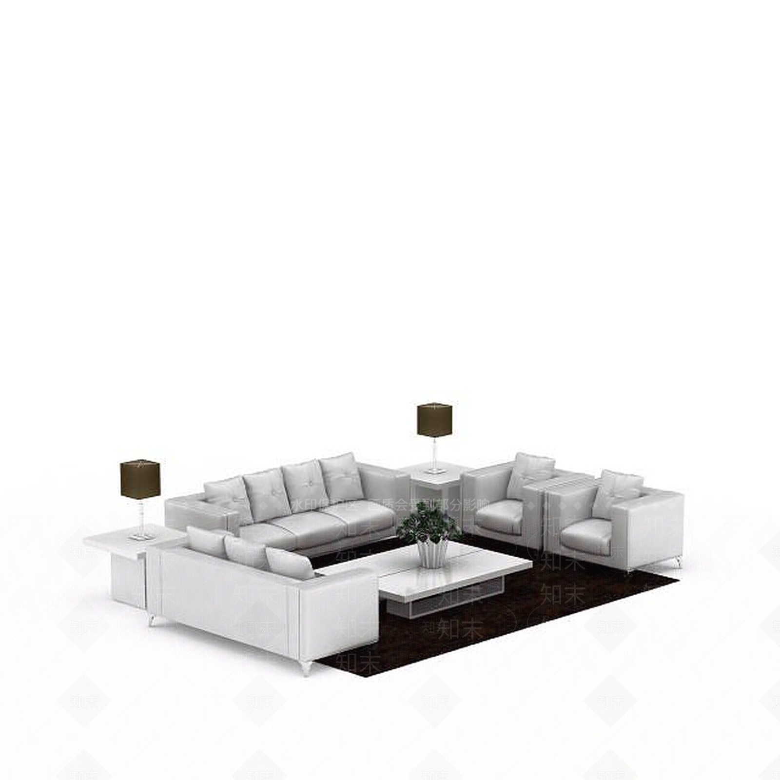 现代沙发组合3D模型下载【ID:1192830506】