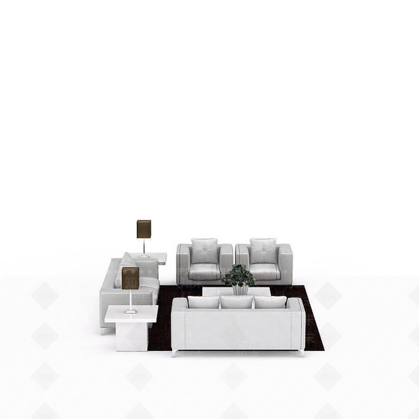 现代沙发组合3D模型下载【ID:1192830506】
