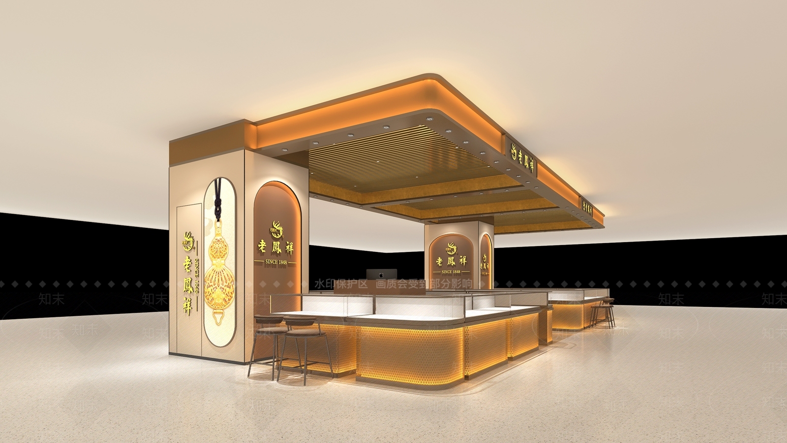 中式轻奢珠宝店3D模型下载【ID:1192834425】